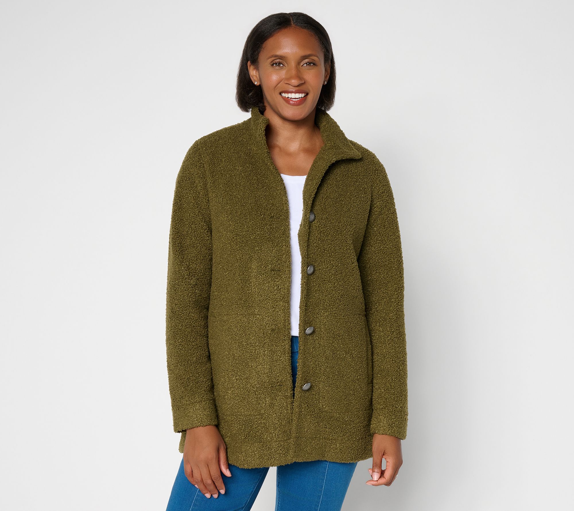 Susan Graver Weekend Knit Boucle Button-Front Jacket