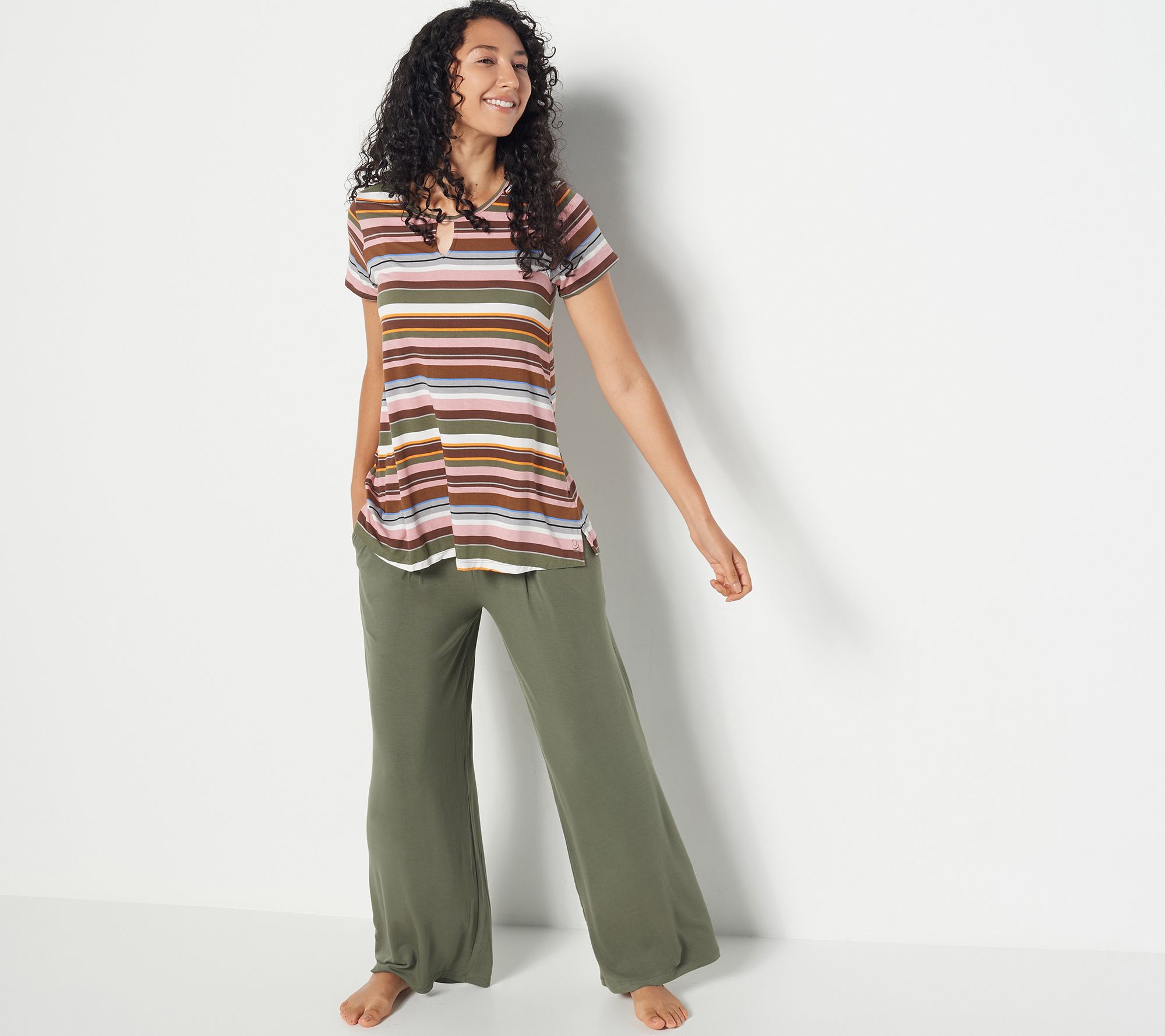 Cuddl Duds Softwear Relaxed Tee with Stretch Keyhole