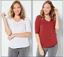  Barefoot Dreams Malibu Collection 2-Pack Elbow Sleeve Tees - A461659