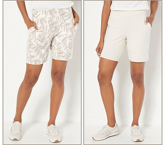 Denim & Co. Active Petite Duo Stretch Two Pack Shorts