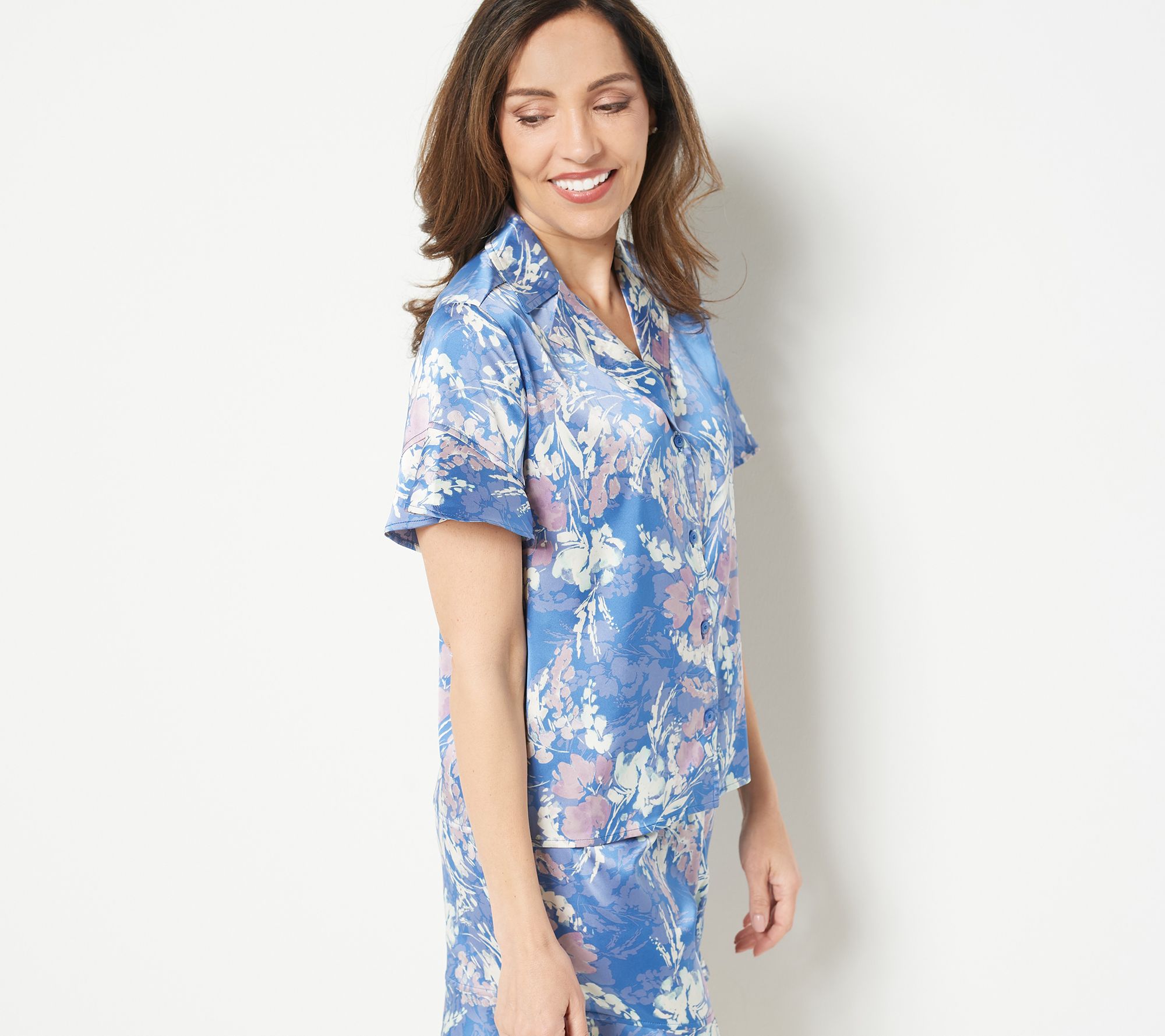Breezies Button Front Top and Short Sleep Set - QVC.com
