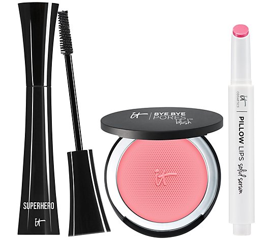 IT Cosmetics Bye Bye Pores Blush w/Mascara & Lip 3Pc Kit 3pc Collection