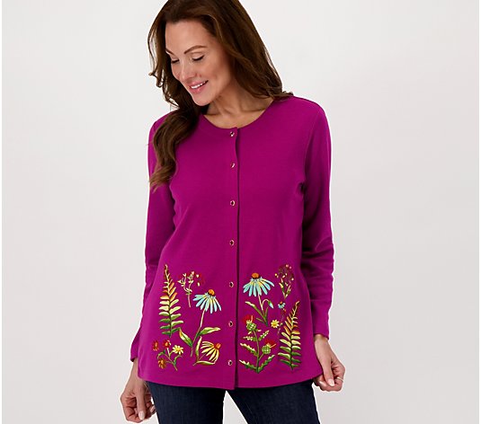 Quacker Factory Embroidered Wild Flower Cardigan