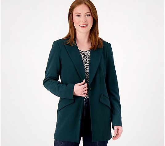 Dennis Basso Luxe Crepe Notched Collar Blazer