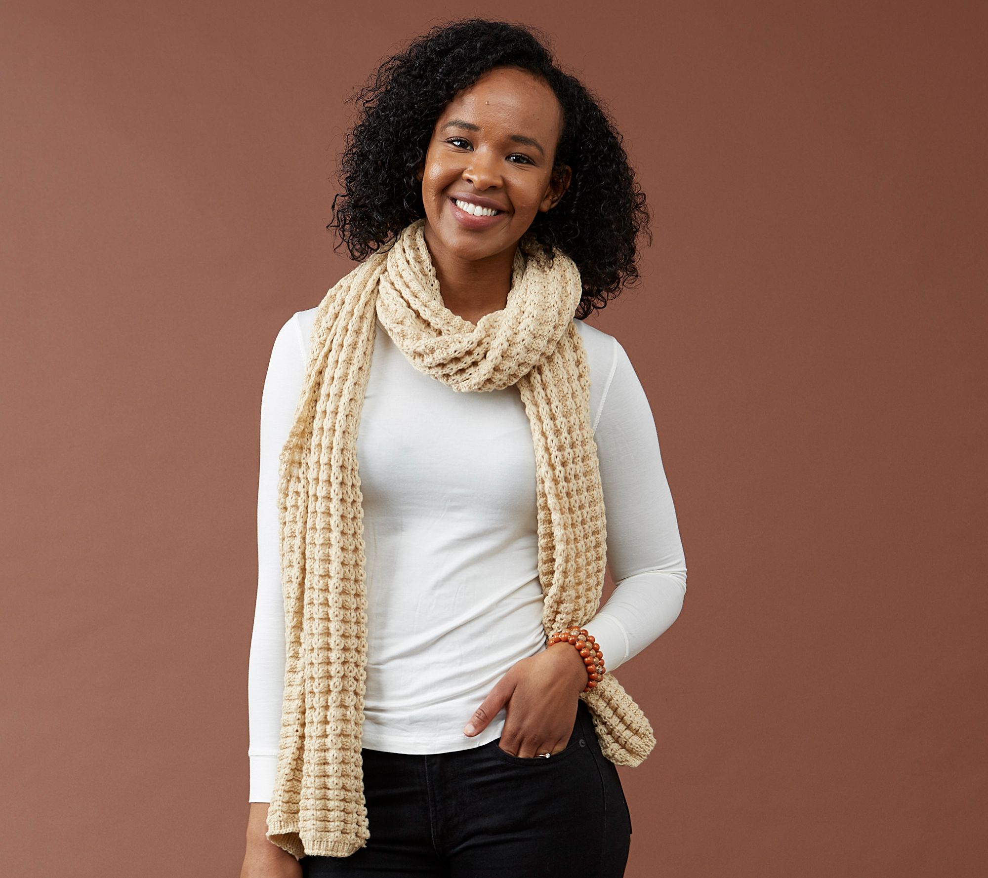 Tickled Pink Amanda Chunky Knit Scarf - QVC.com