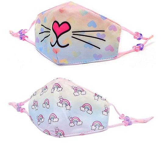 OMG Accessories Bella Kitty Heart & Rainbow Fac e Covering Set
