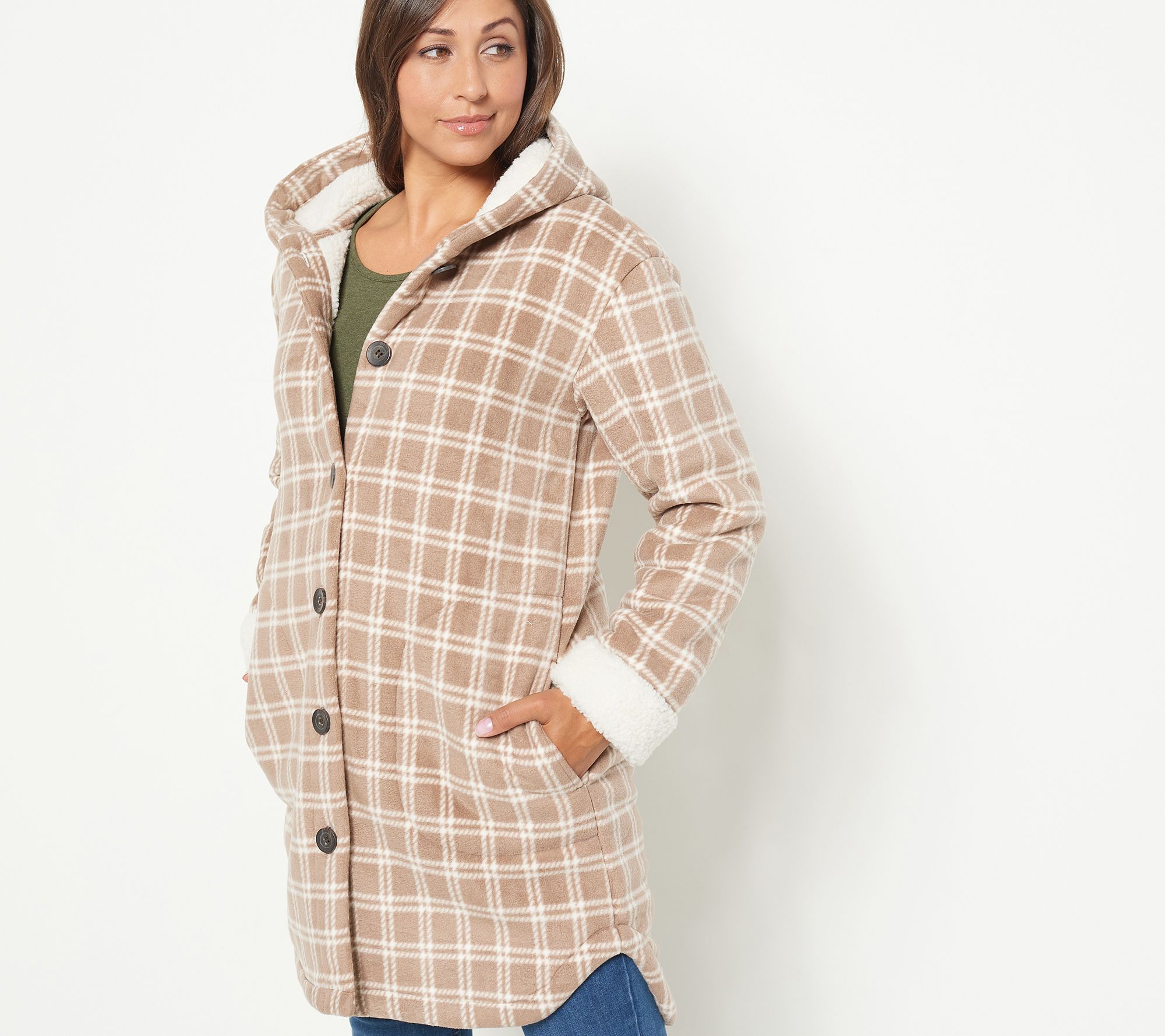 As Is Centigrade Bonded Sherpa Lined PlaidJacket