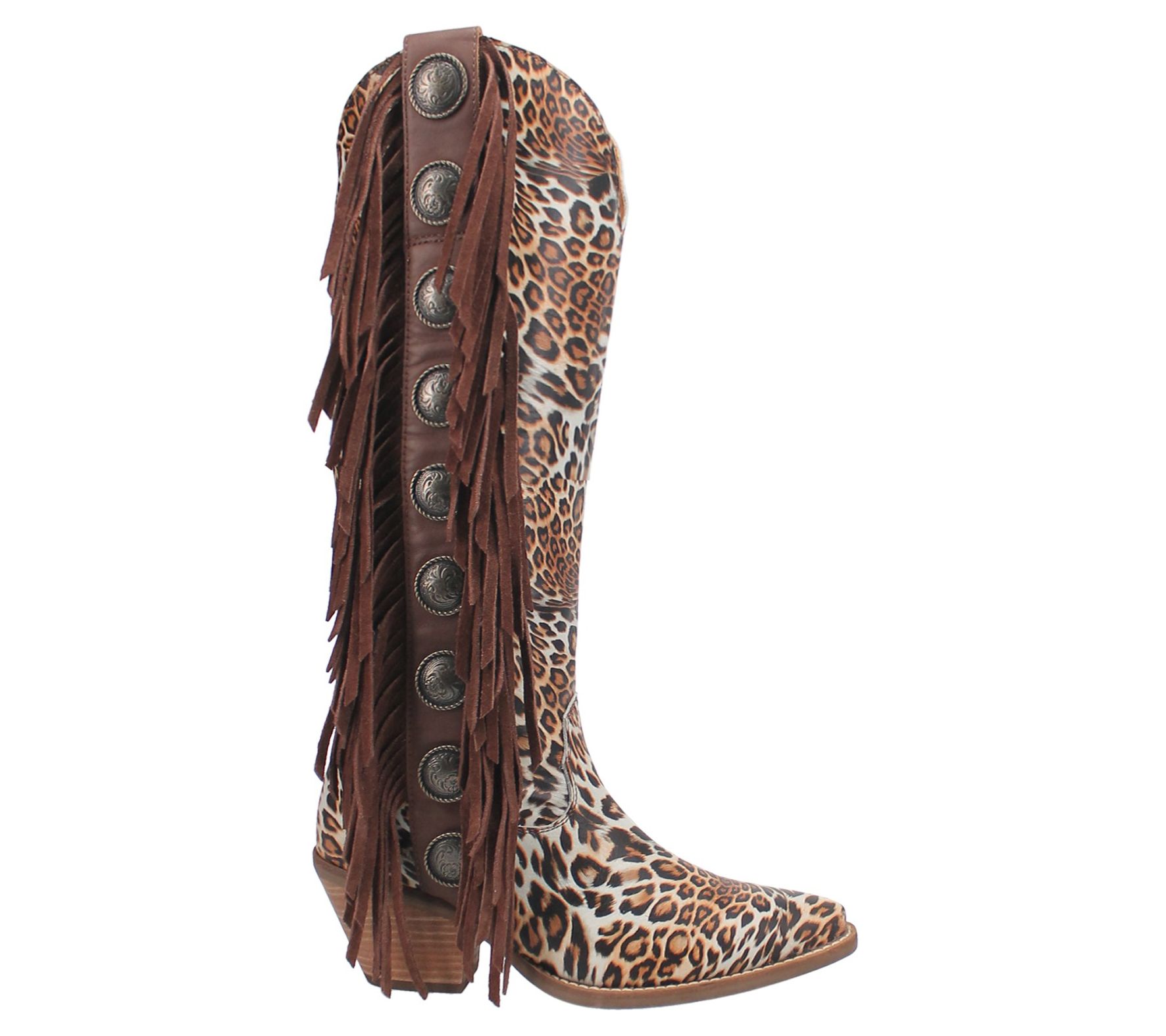Dingo Women's Cheetah Cowgirl Leather Pullon Boots