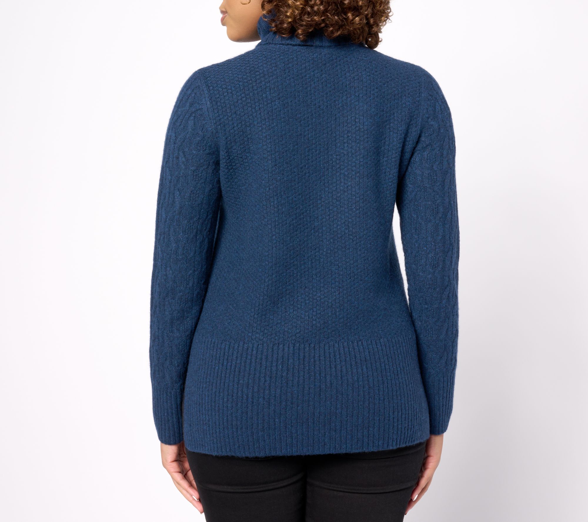 Isaac Mizrahi Live! Cashmere Turtleneck Sweater w/ Mixed Stitches - QVC.com