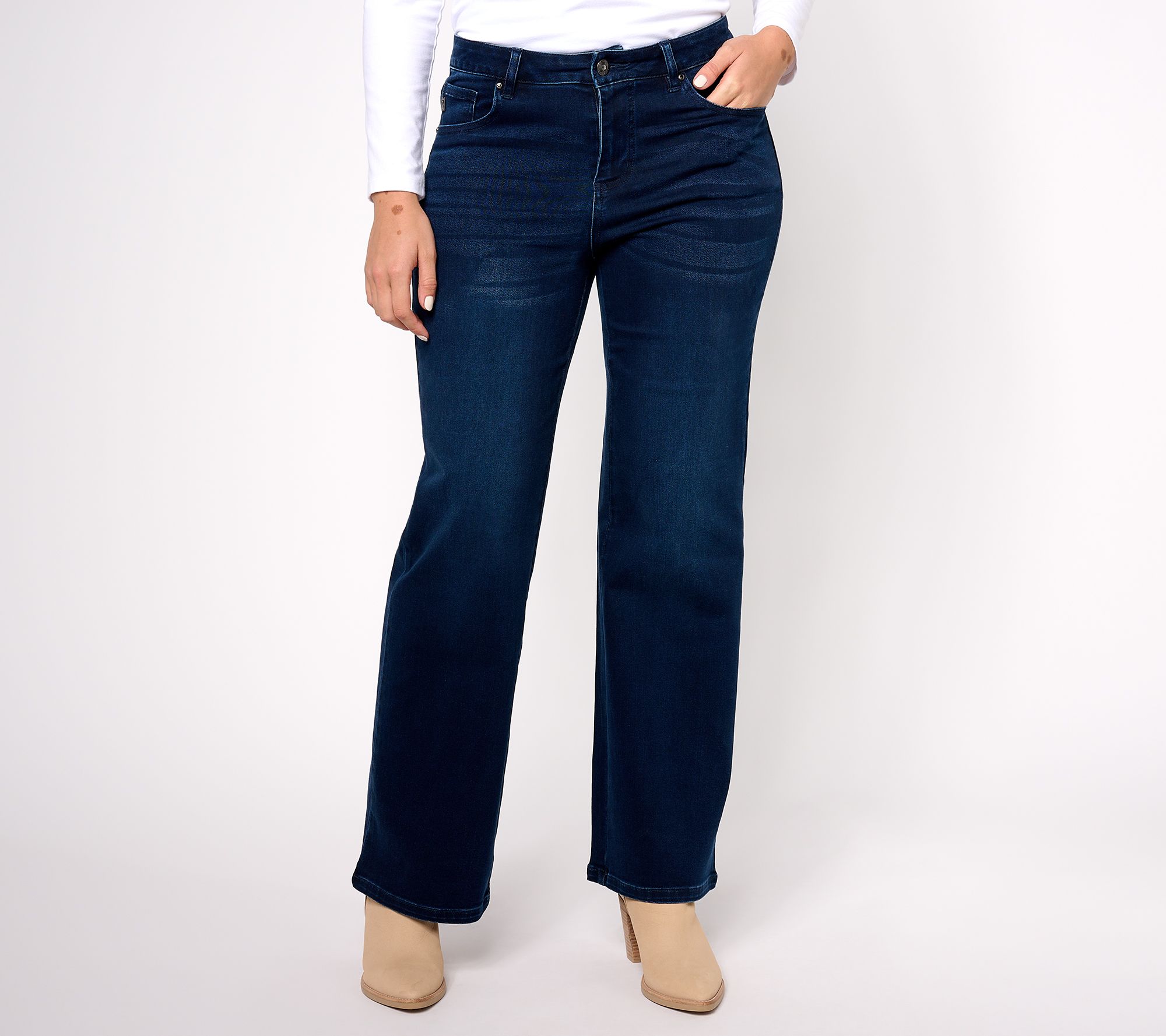 Jingle Belles by Kim Gravel Petite Satin Weave Wide Leg Jean