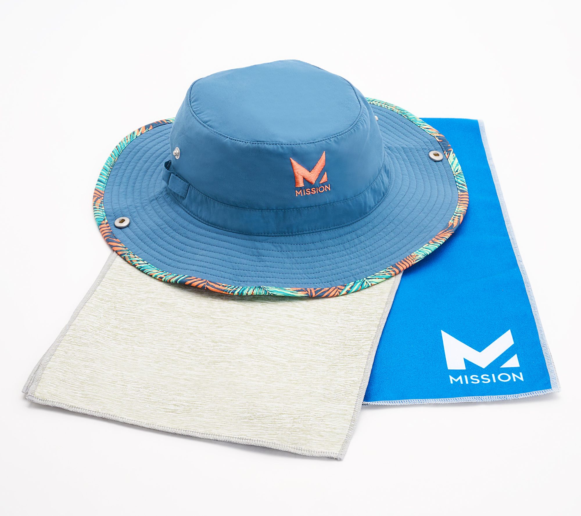 MISSION Cooling Bucket Unisex Hat with UPF 50 & 2 MAX Cooling Towels