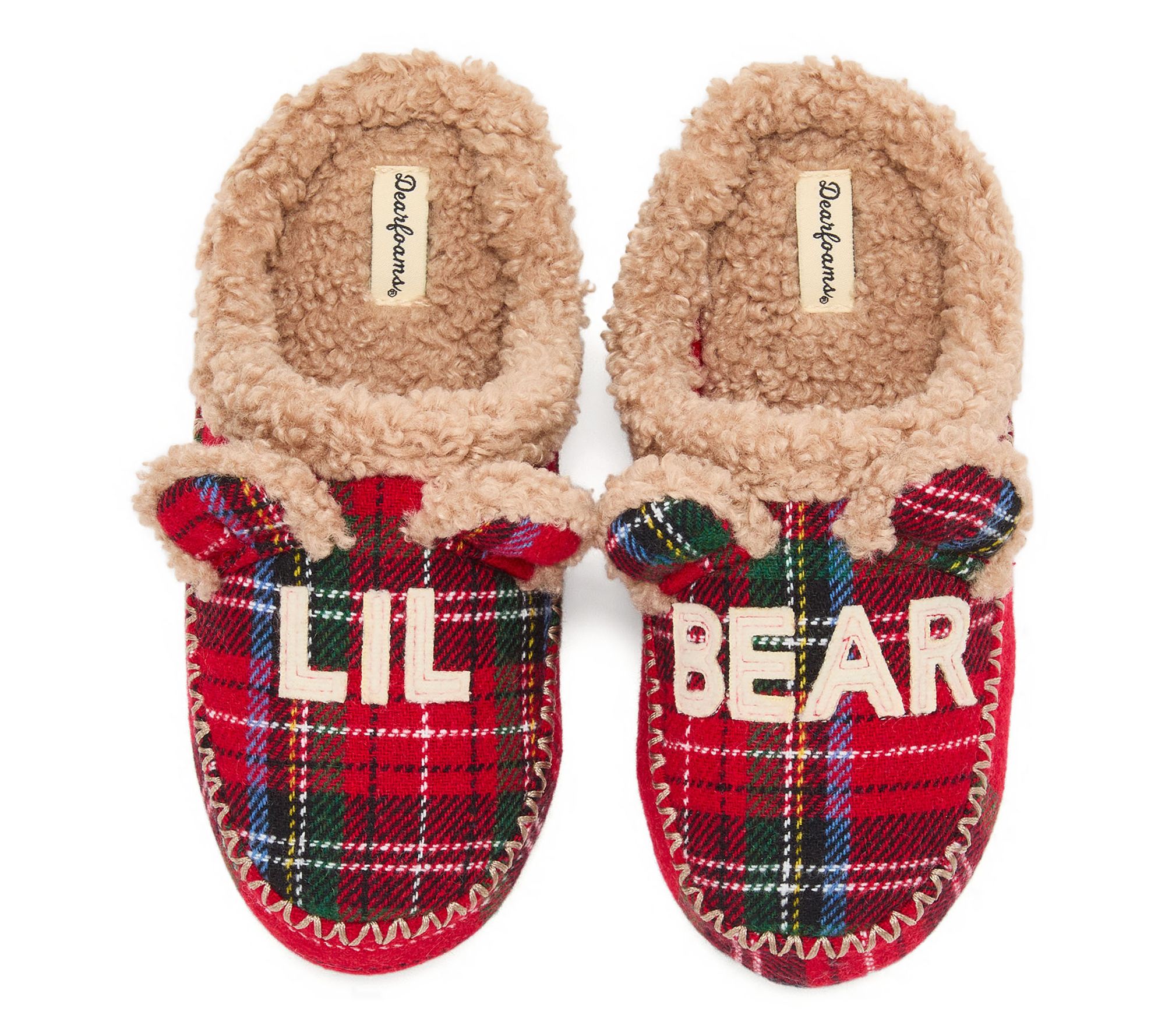 Dearfoams Kids Lil Bear Matching Christmas Slippers