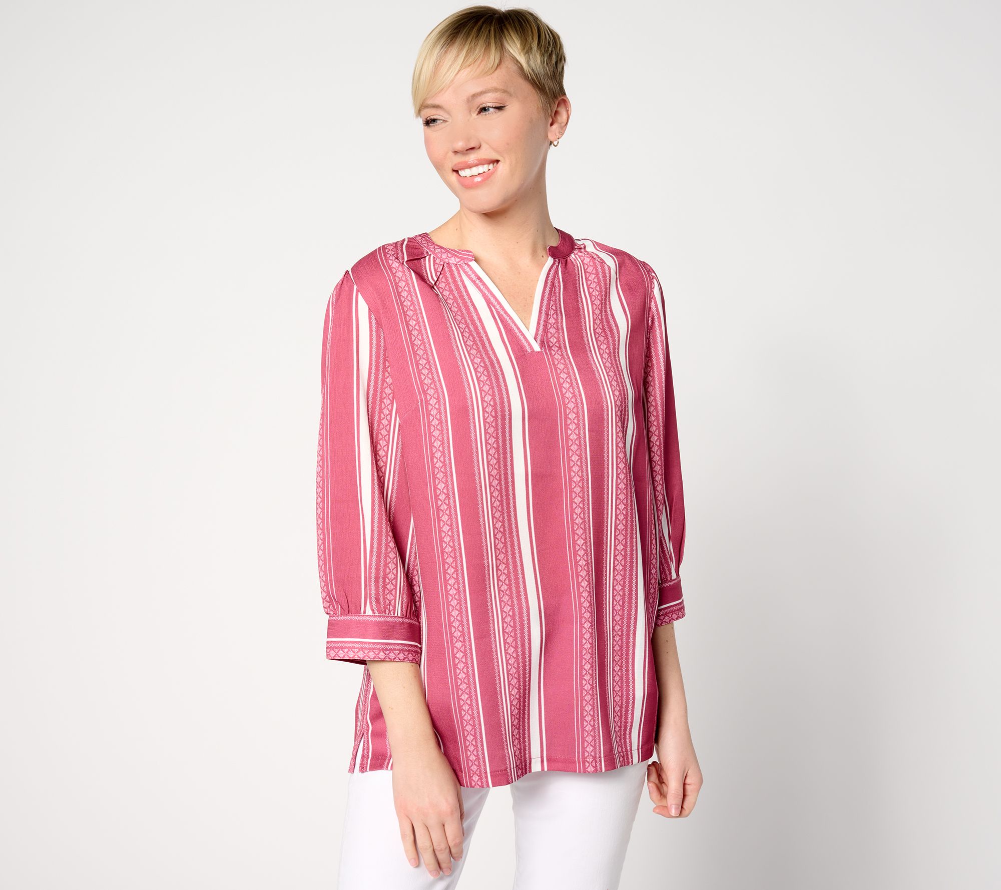 Joan Rivers Novelty Woven Jacquard Long Sleeve Blouse