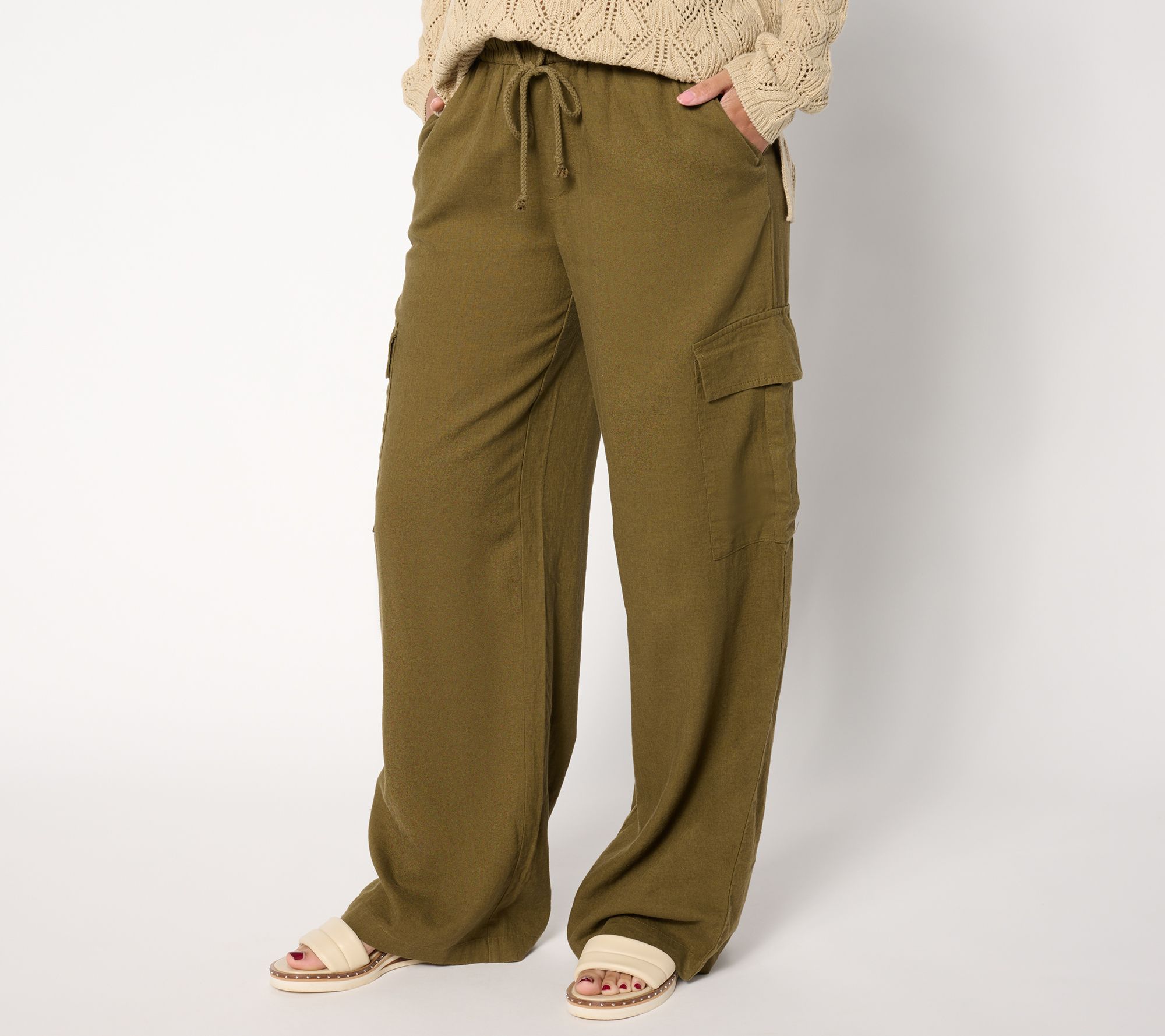 Peace Love World Boheme Petite Cargo Linen Pant