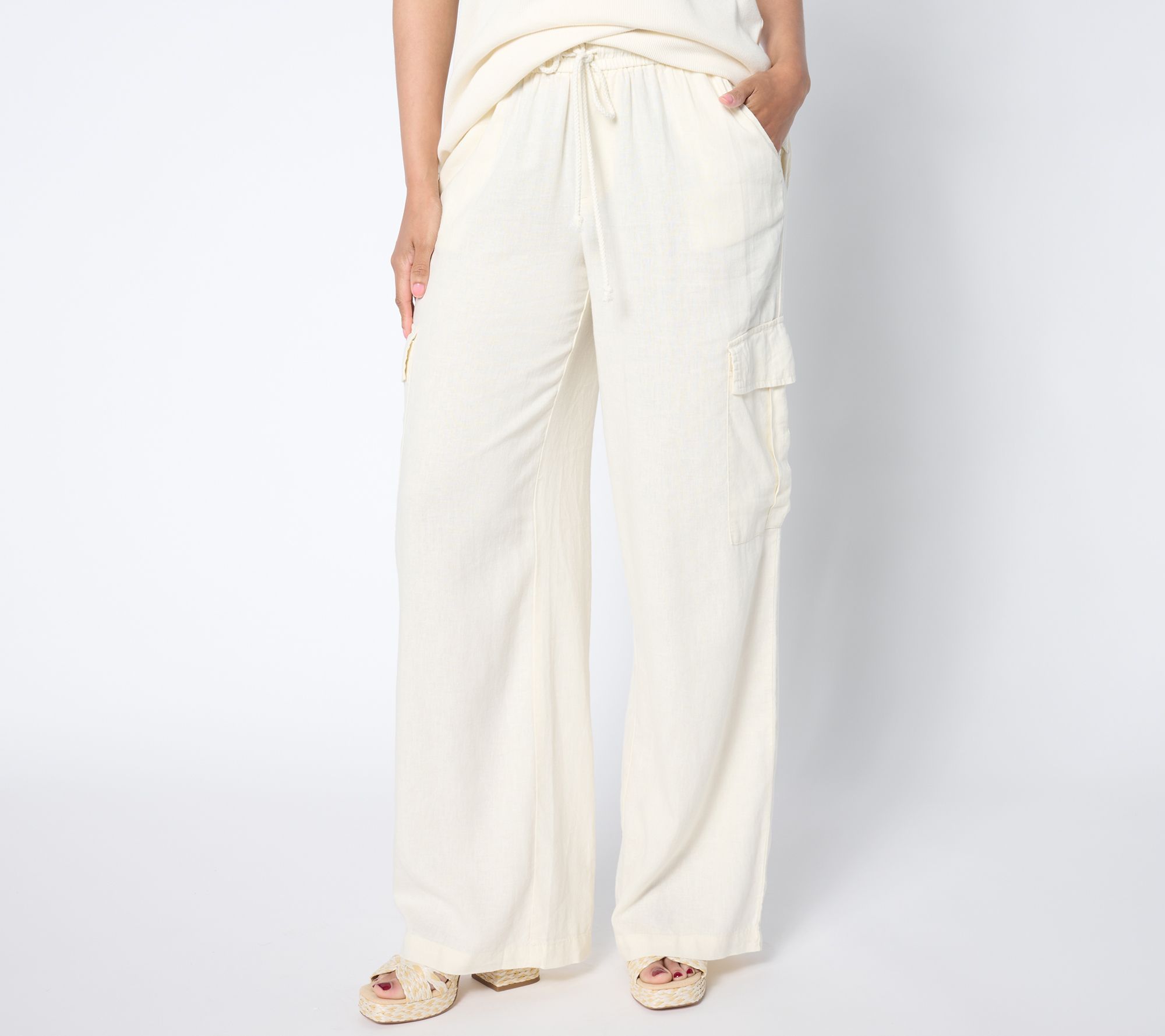 Peace Love World Boheme Petite Cargo Linen Pant
