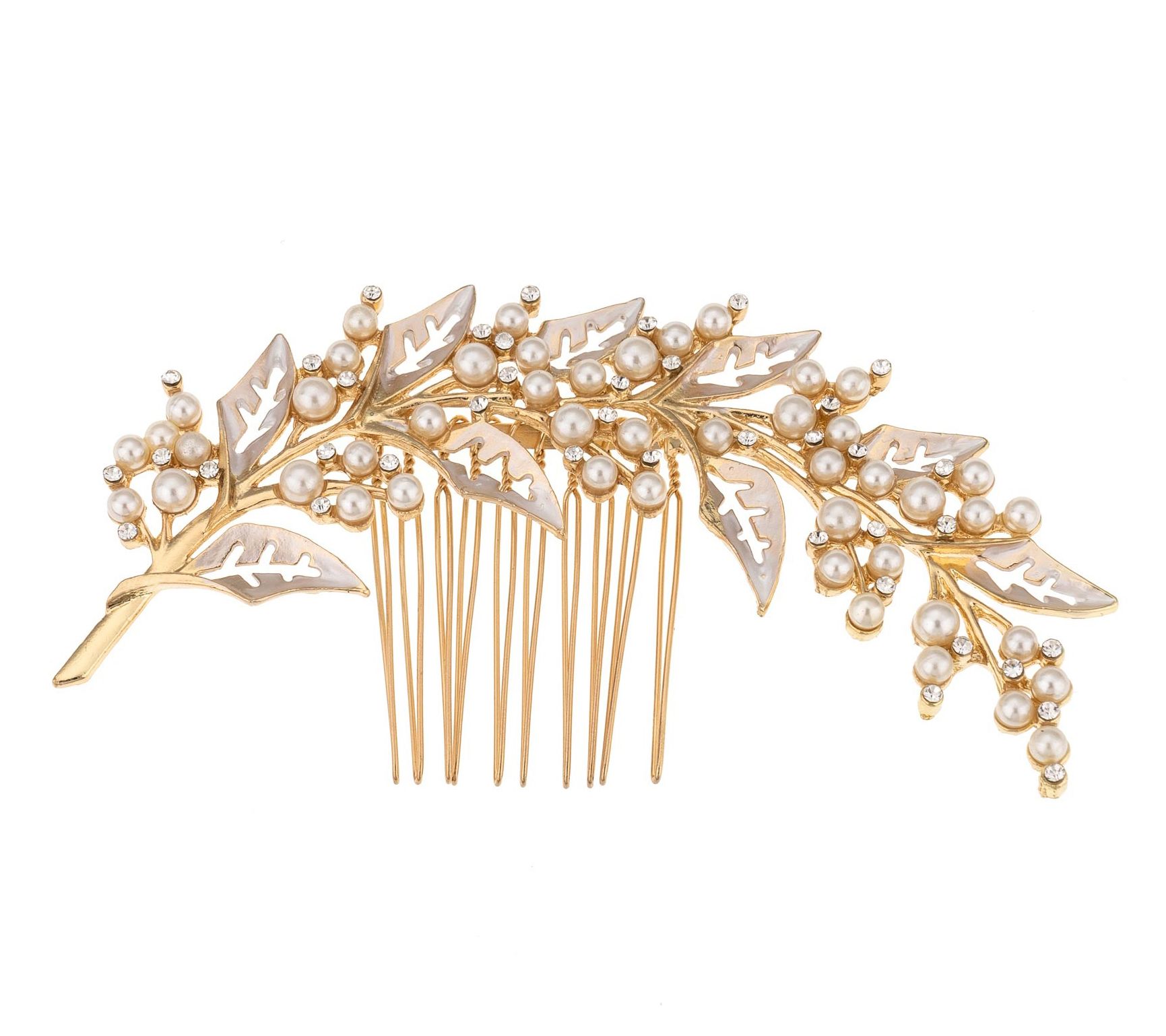 Ettika Ethereal Faux Pearl Leaf Hair Comb