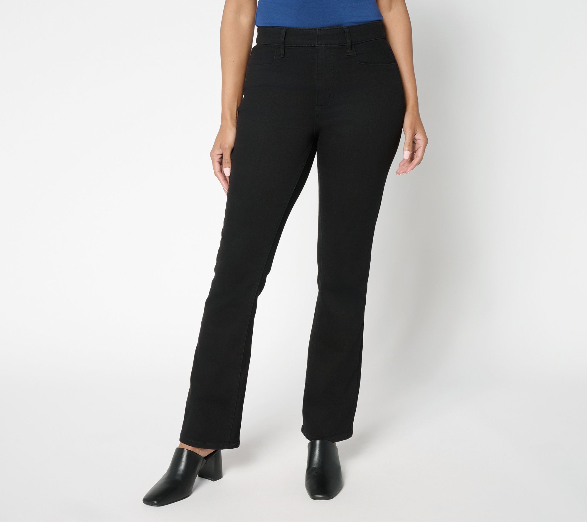 Susan Graver Stretch Denim Tall Classic Boot Cut Jean - Black/Grey