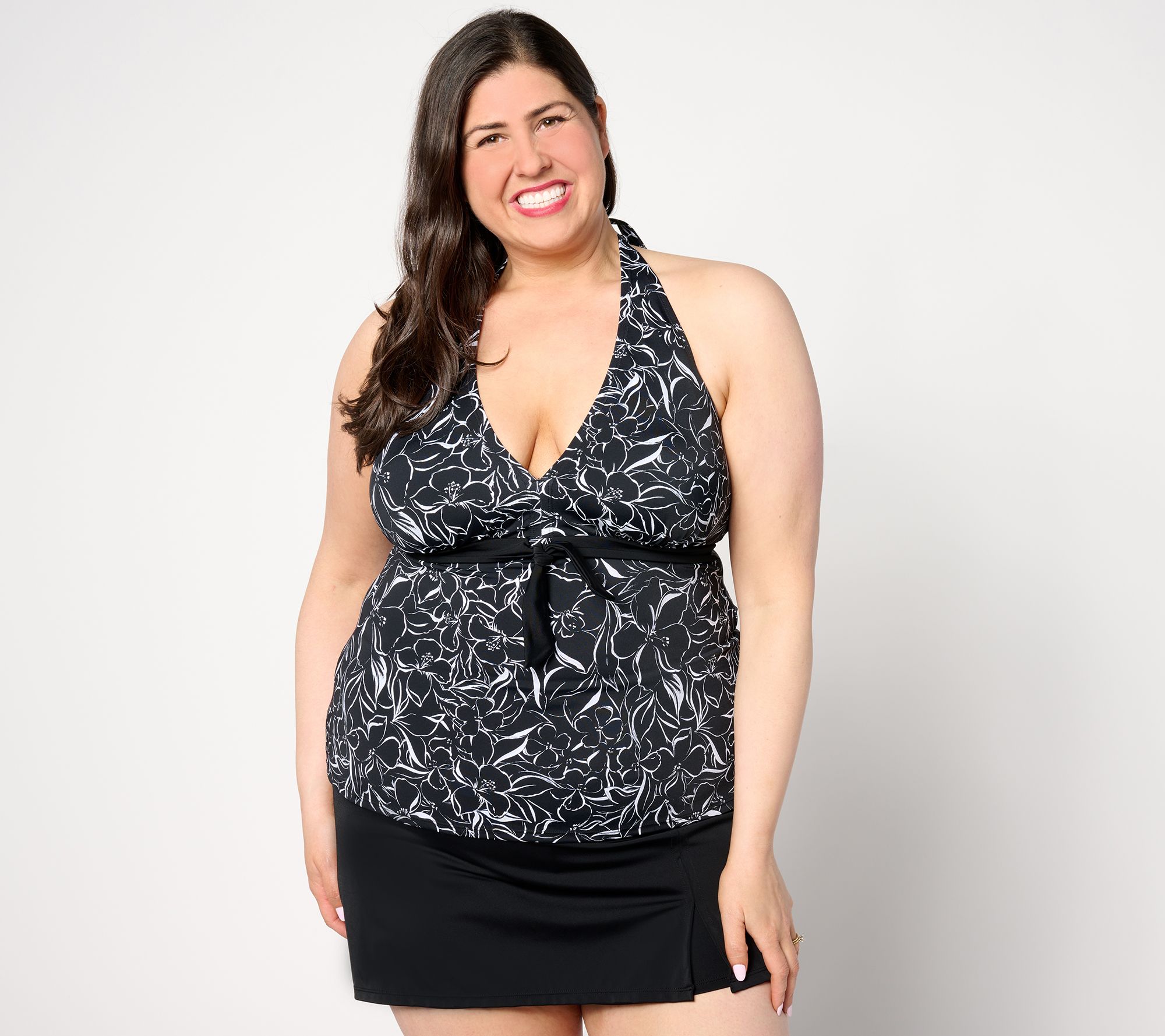 "As Is" x Swimsuits For All Halter Tankini & Front Slit Skort