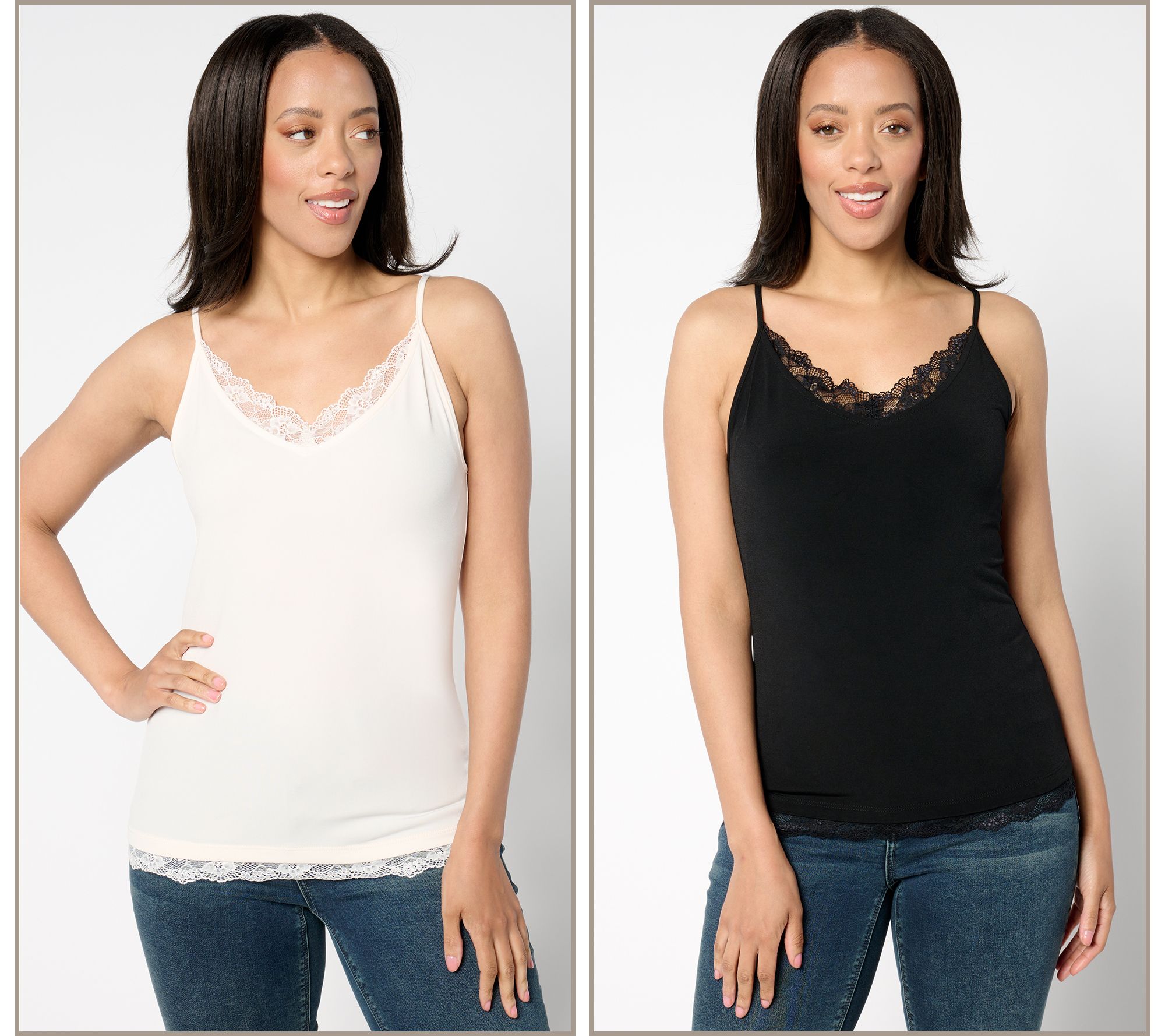 "As Is" Susan Graver Sleek Essentials Liquid Knit Set of 2 Camisoles