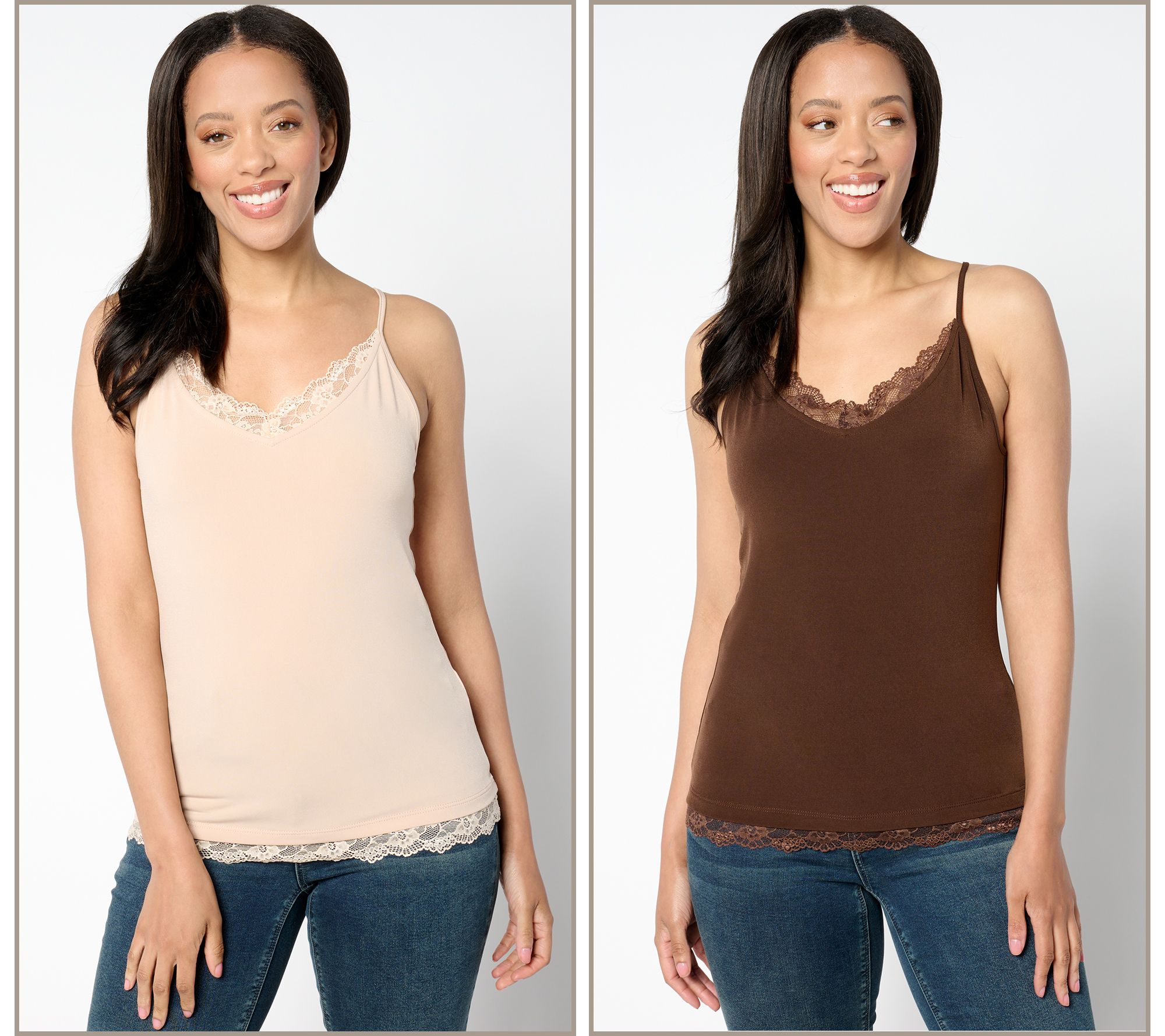 "As Is" Susan Graver Sleek Essentials Liquid Knit Set of 2 Camisoles