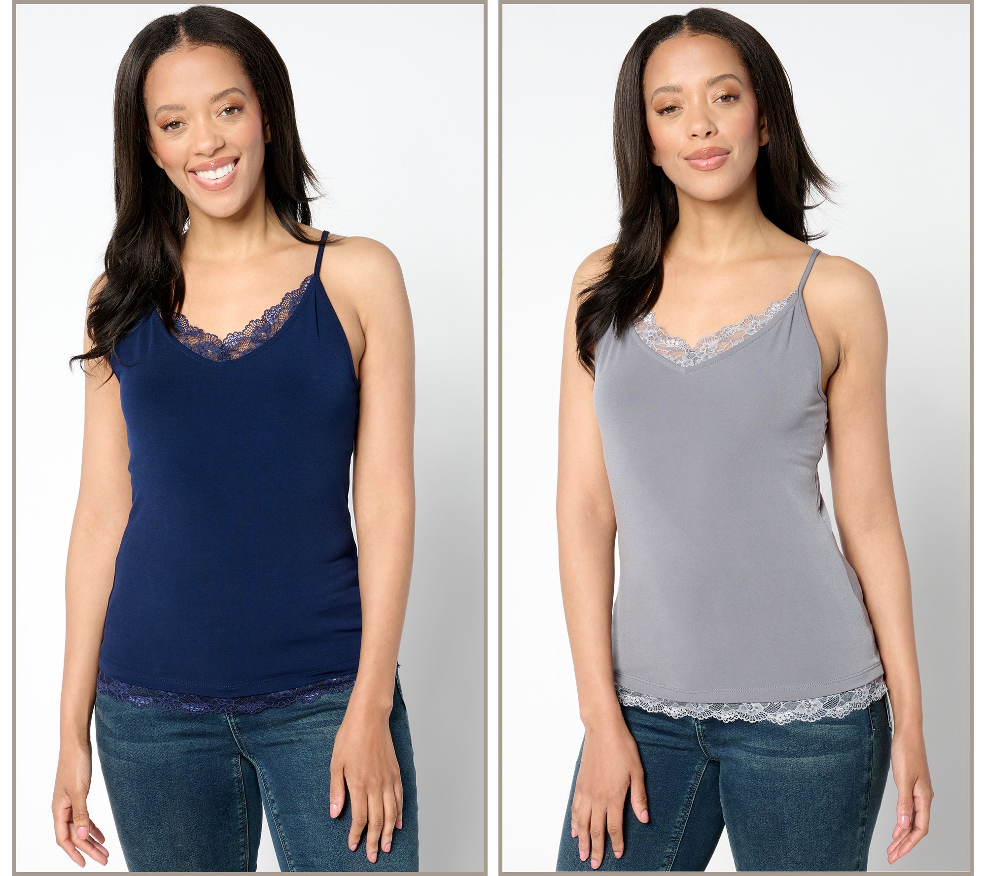 "As Is" Susan Graver Sleek Essentials Liquid Knit Set of 2 Camisoles