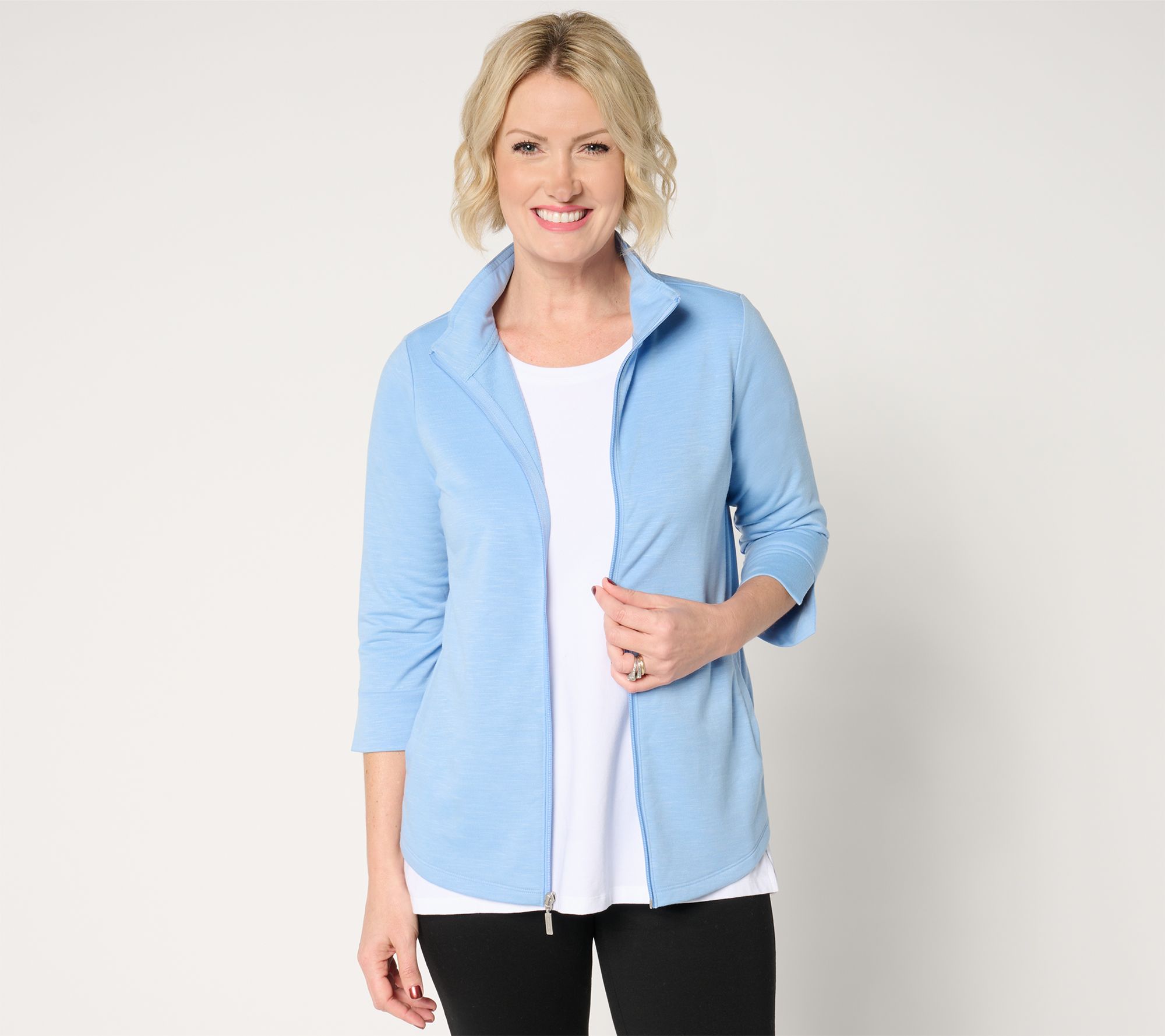 Denim & Co. Active Soft Blend Knit Zip Front Jacket