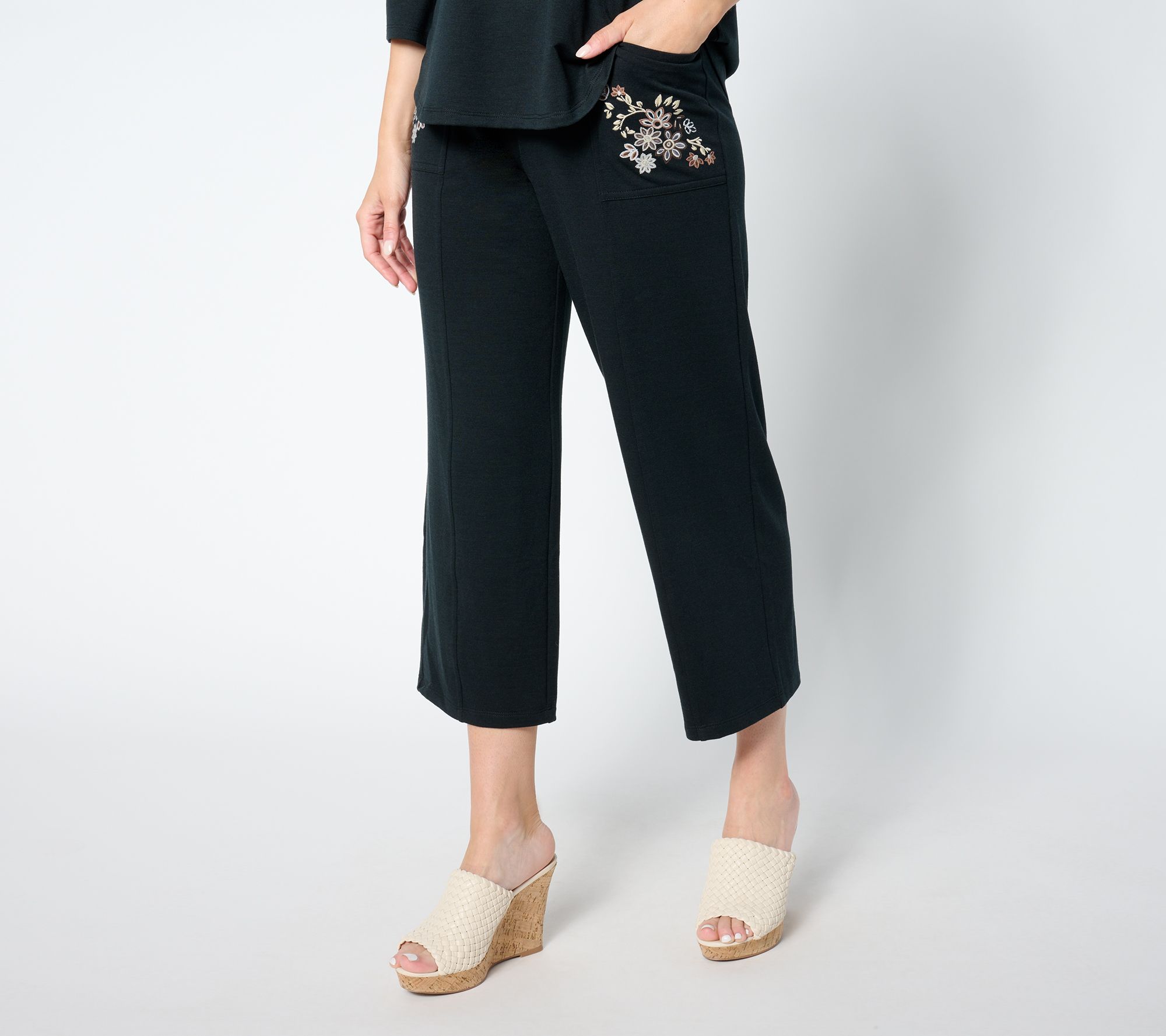"As Is" LOGO Life by Lori Goldstein Reg Pull On Wide Leg Pants