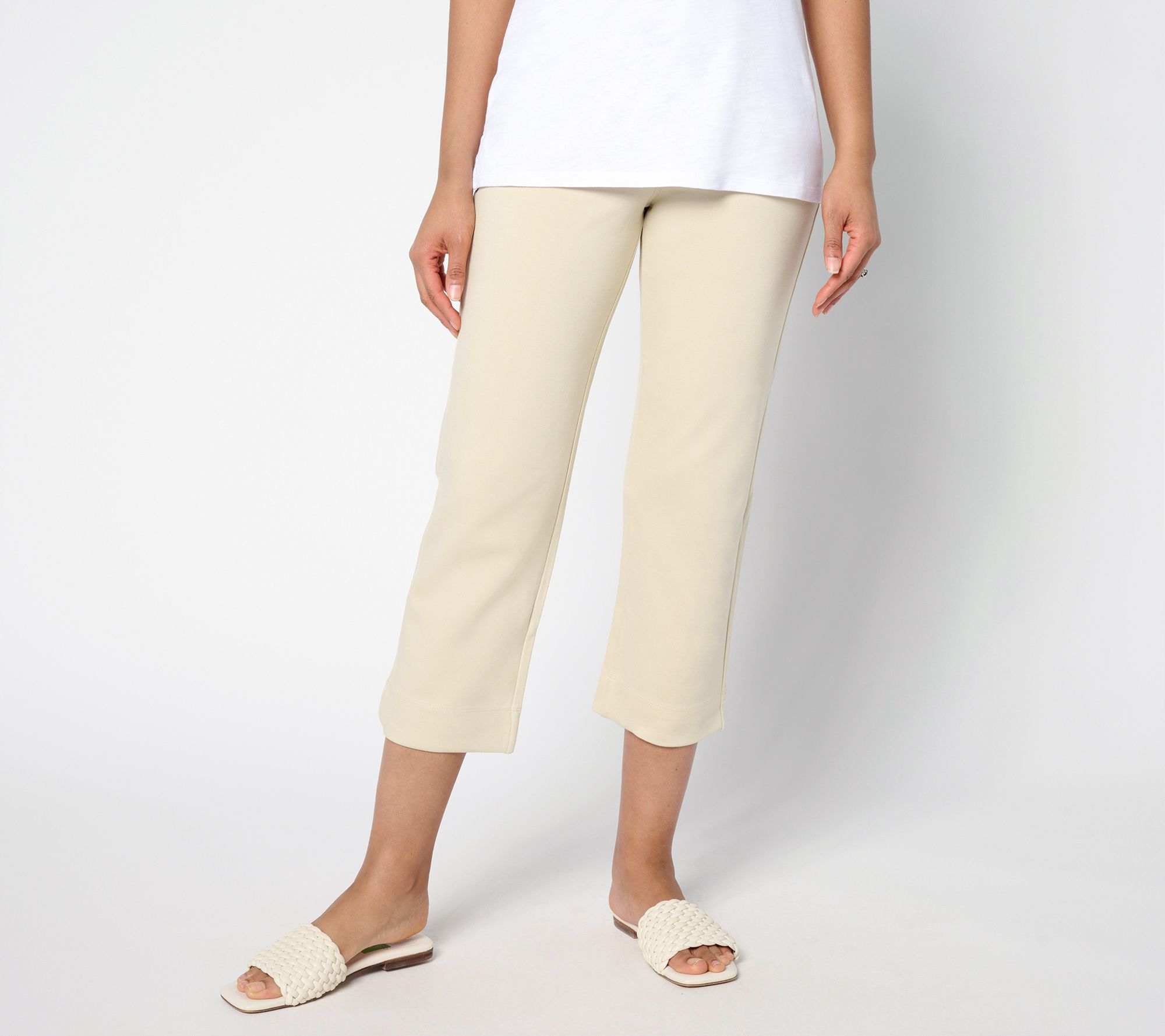 Belle by Kim Gravel Regular Ponte Wide Hem Resort Crop Pants