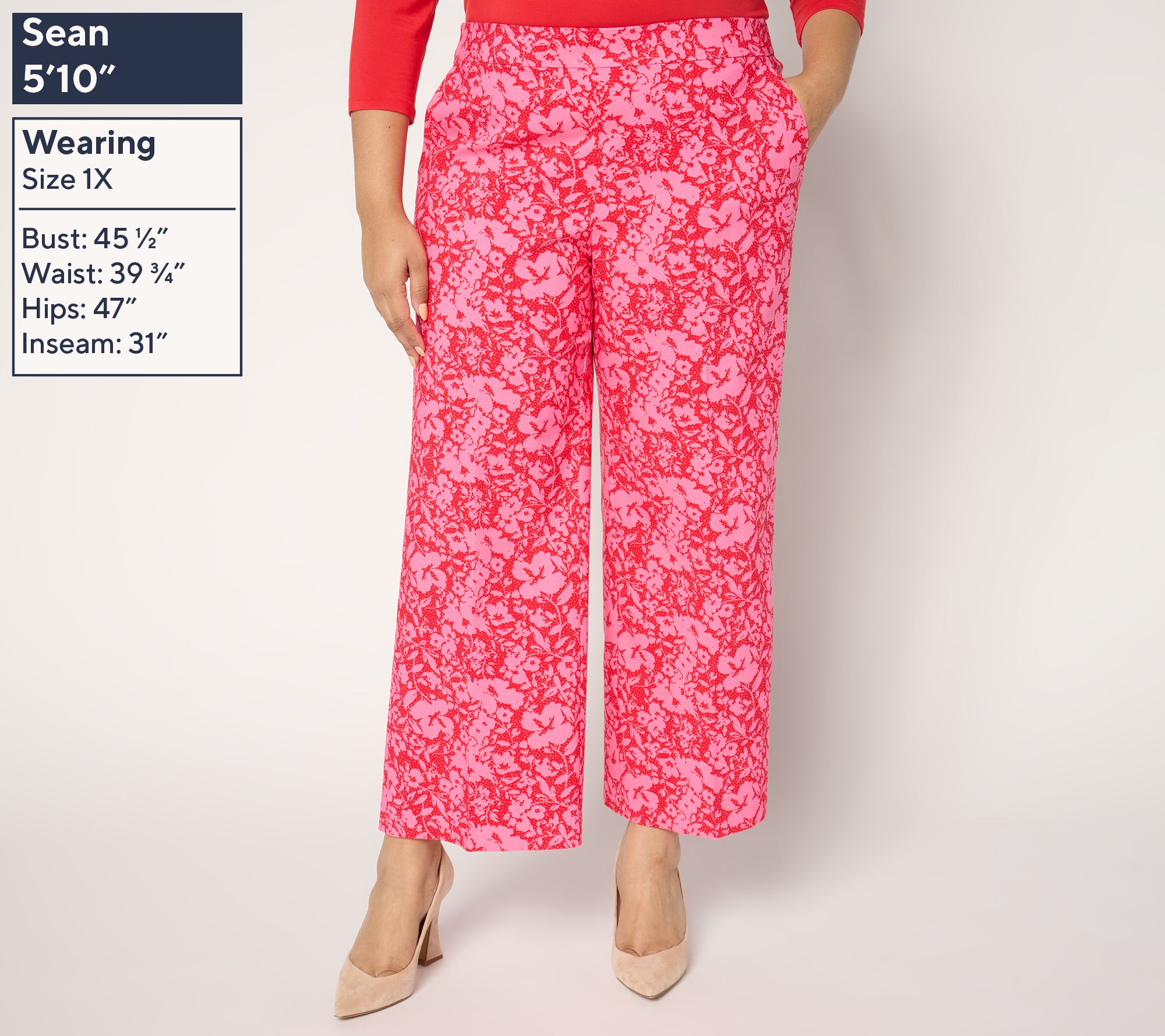 Isaac Mizrahi Live! Printed Stretch Twill Wide Leg Ankle
