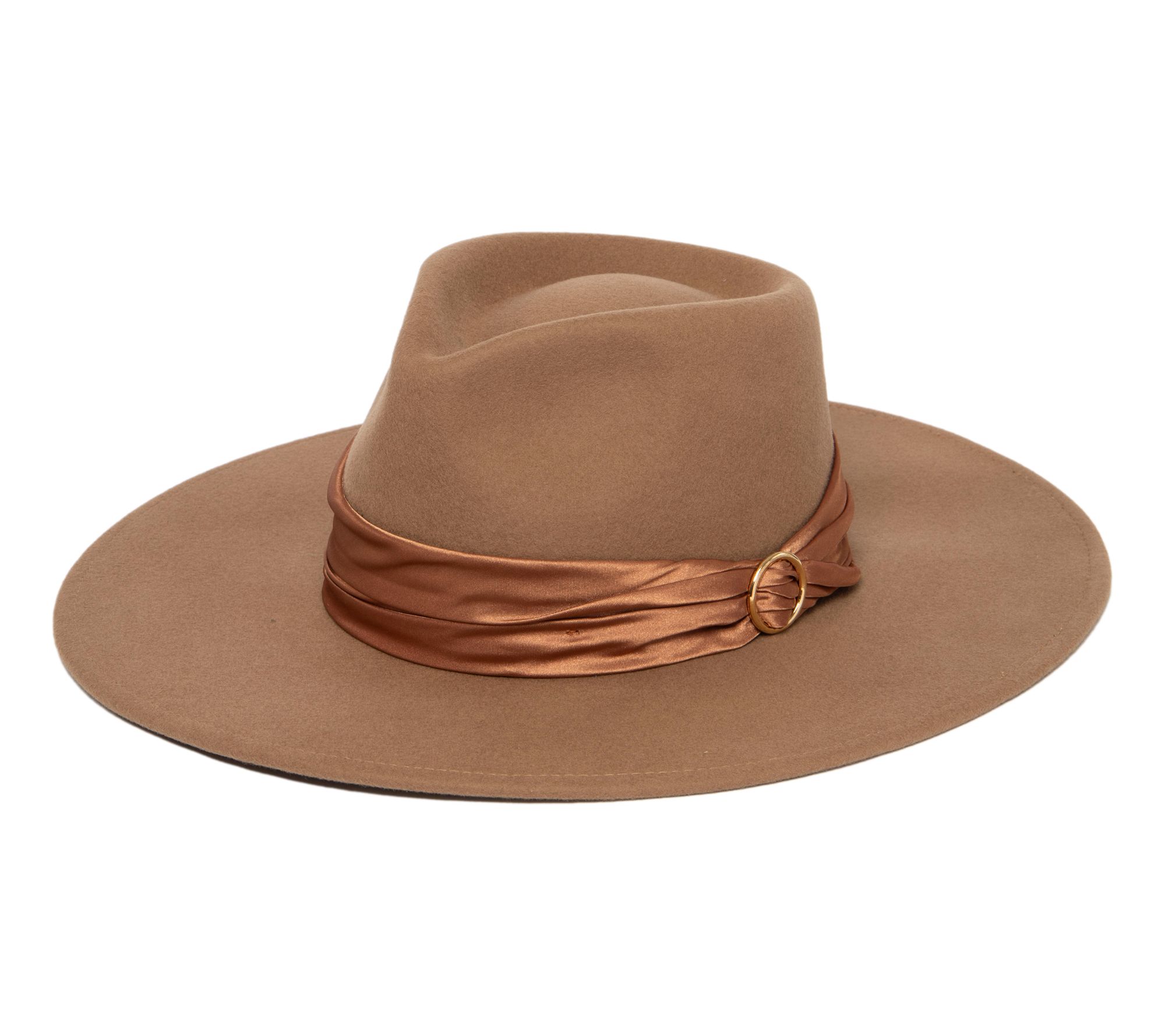 Trina Turk Wool Felt Fedora with Pleated SatinTrim