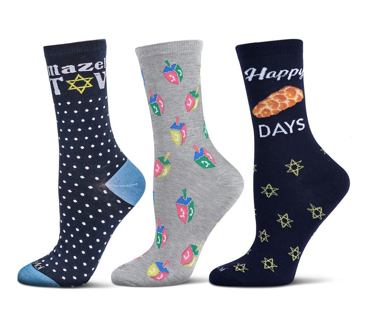 Memoi Women's Set of 3 Hanukkah Crew Socks