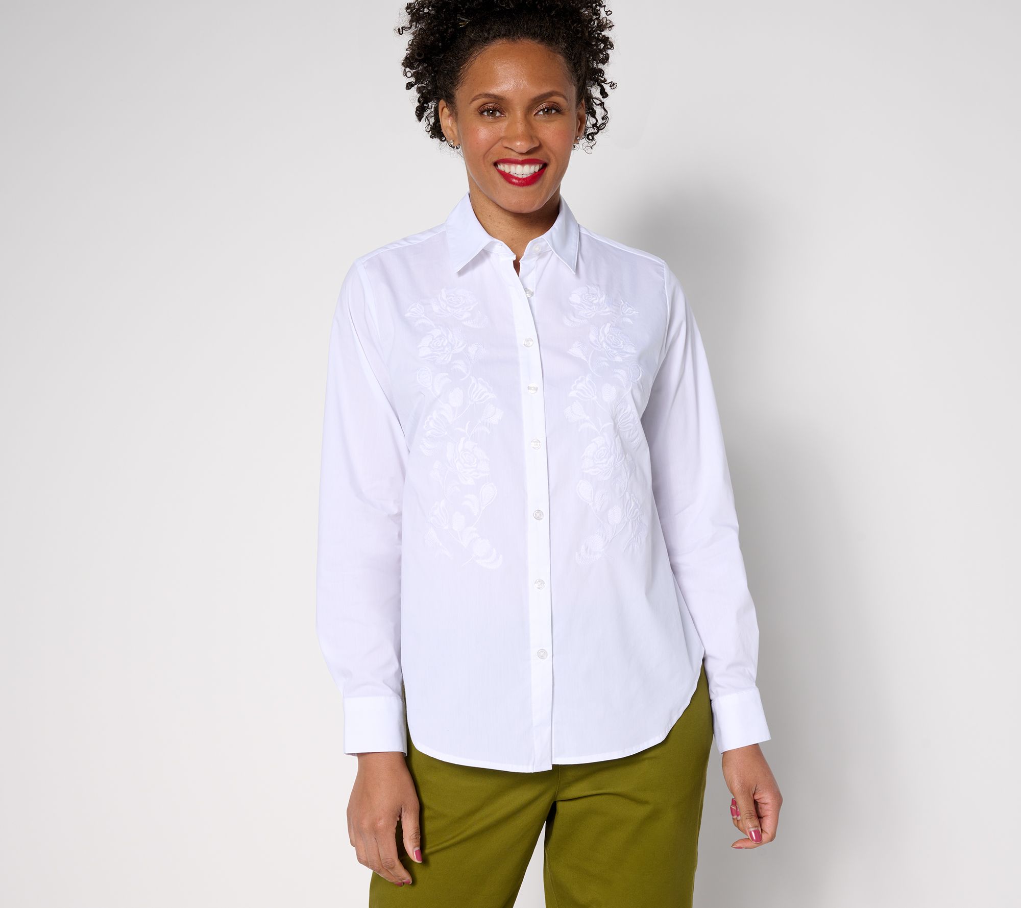 Studio Park x Rosina Grosso Embroidered Button Front Shirt
