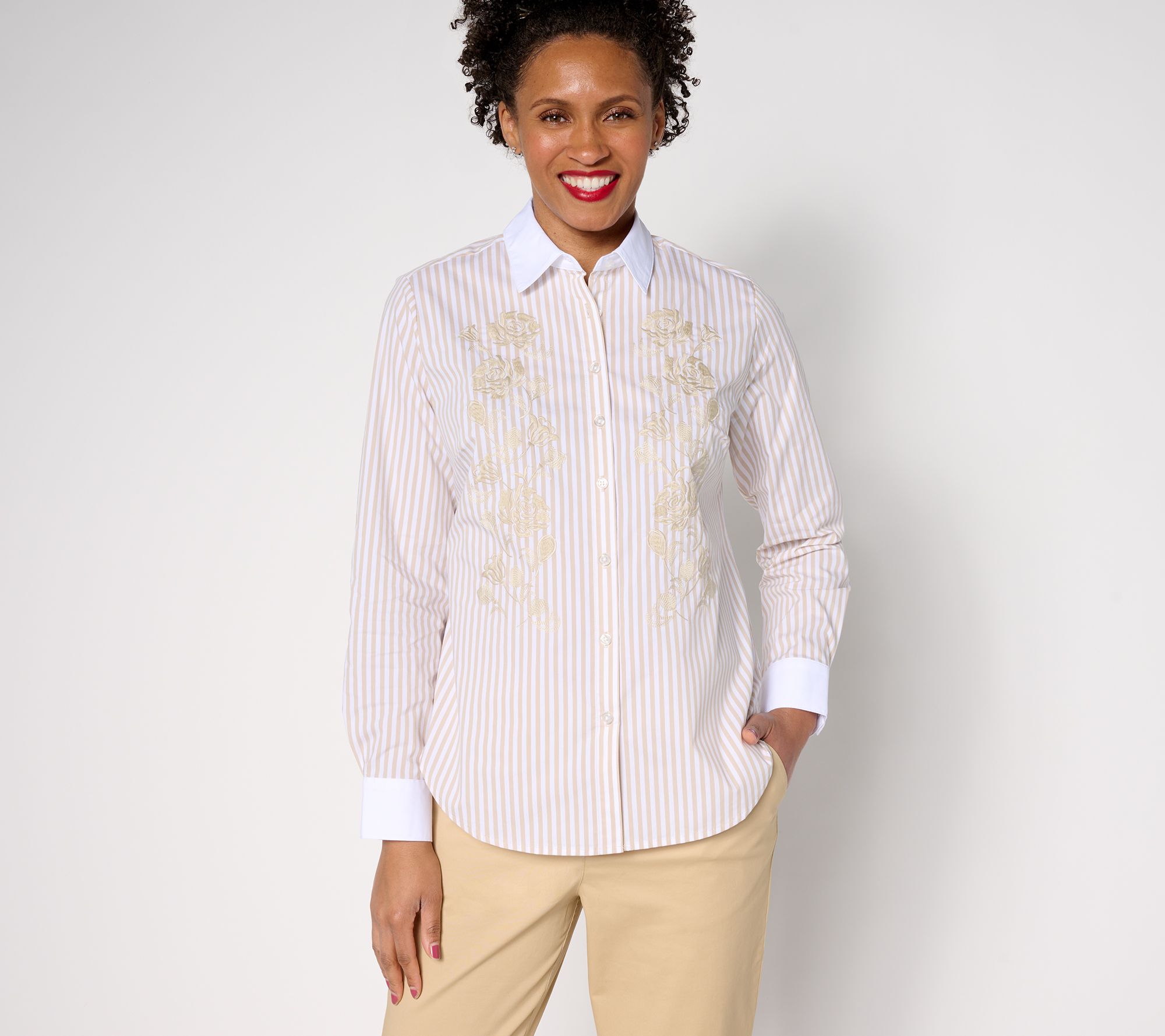 Studio Park x Rosina Grosso Embroidered Button Front Shirt