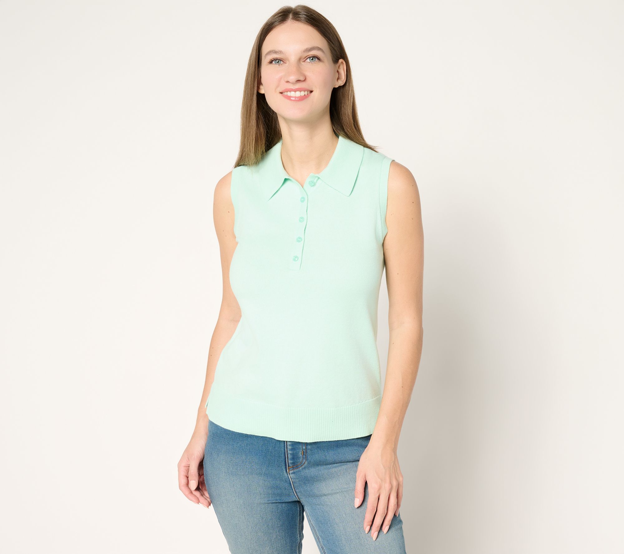 Isaac Mizrahi Live! Essentials Sleeveless Polo Sweater