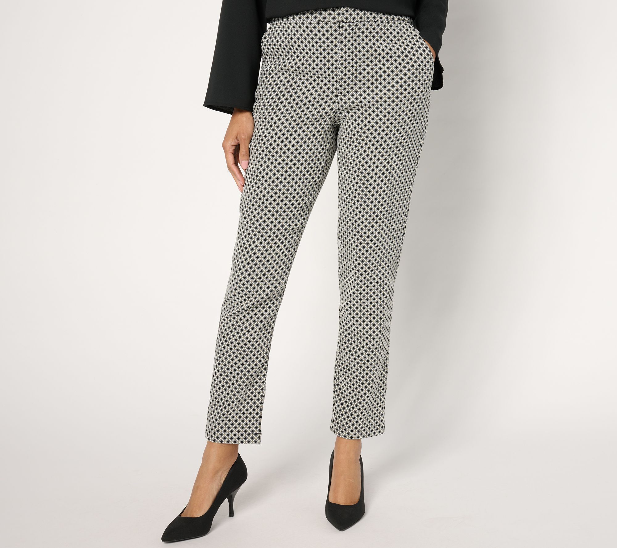 "As Is" Joan Rivers Regular Jacquard Metallic Ankle Pant