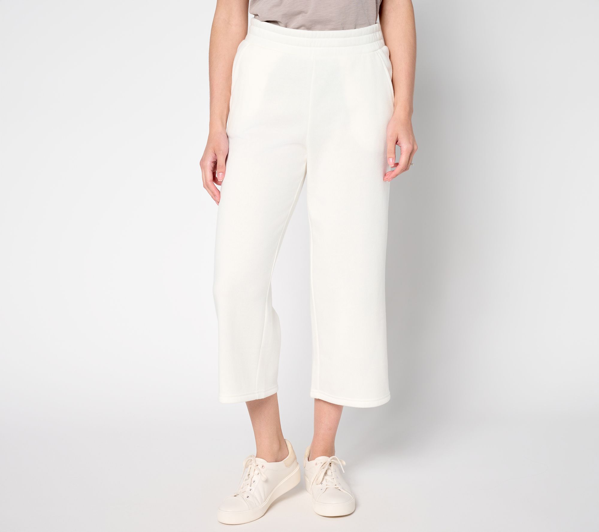 Belle Body by Kim Gravel Regular Sponge Fleece Wide Leg Crop Pant