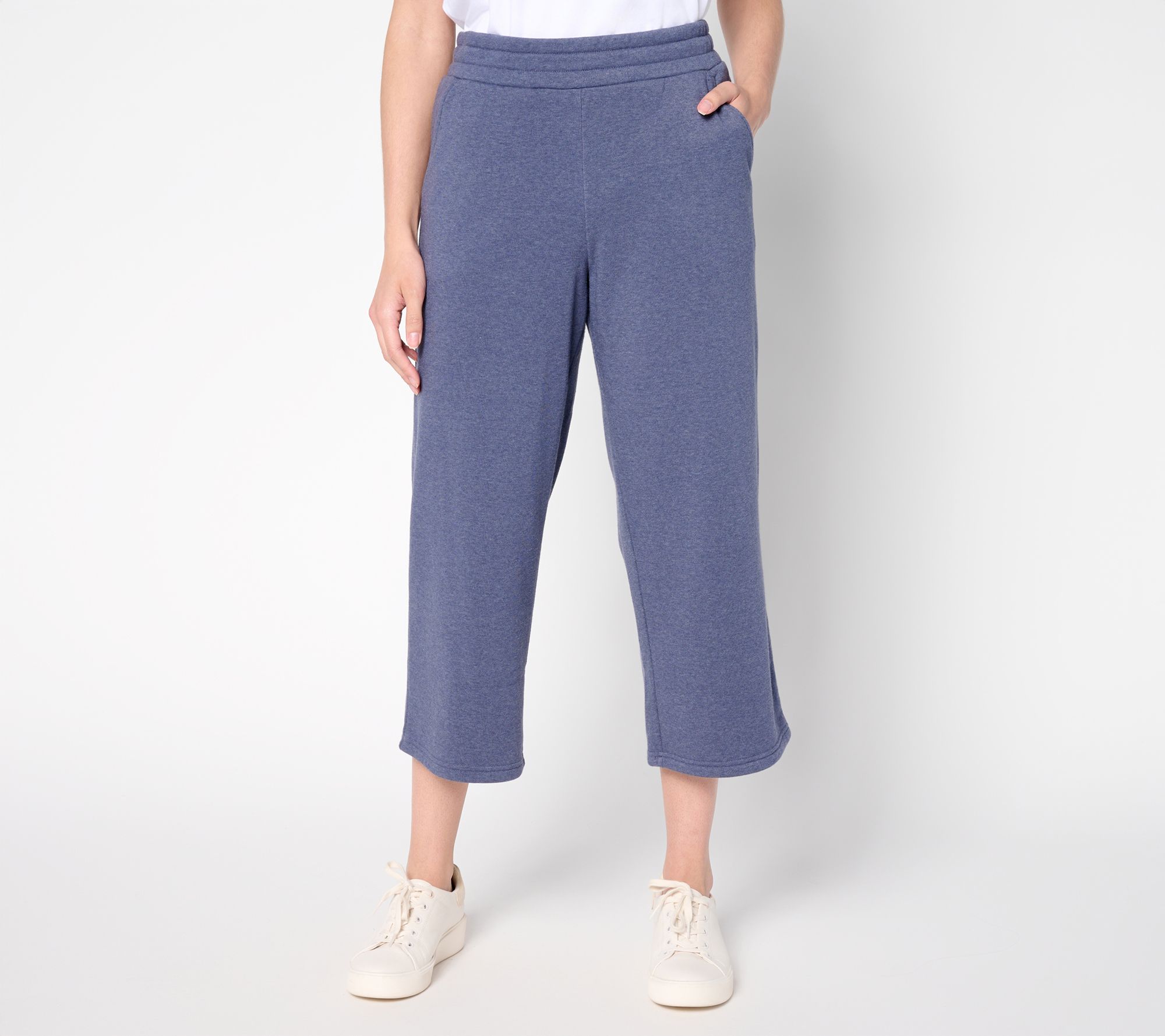 Belle Body by Kim Gravel Regular Sponge Fleece Wide Leg Crop Pant