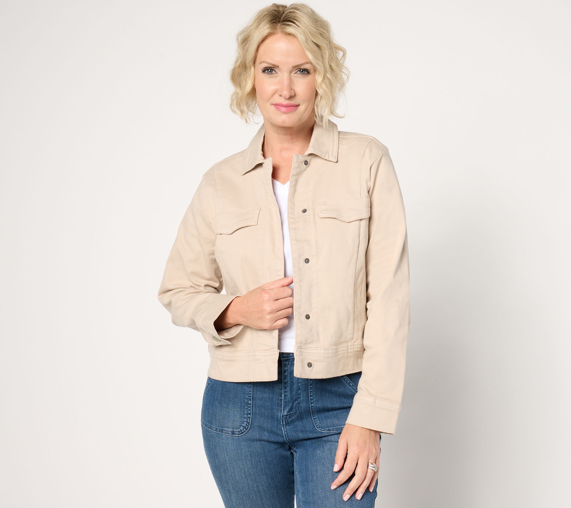 "As Is" Denim & Co. Signature Color Perfect Flex Denim Jacket