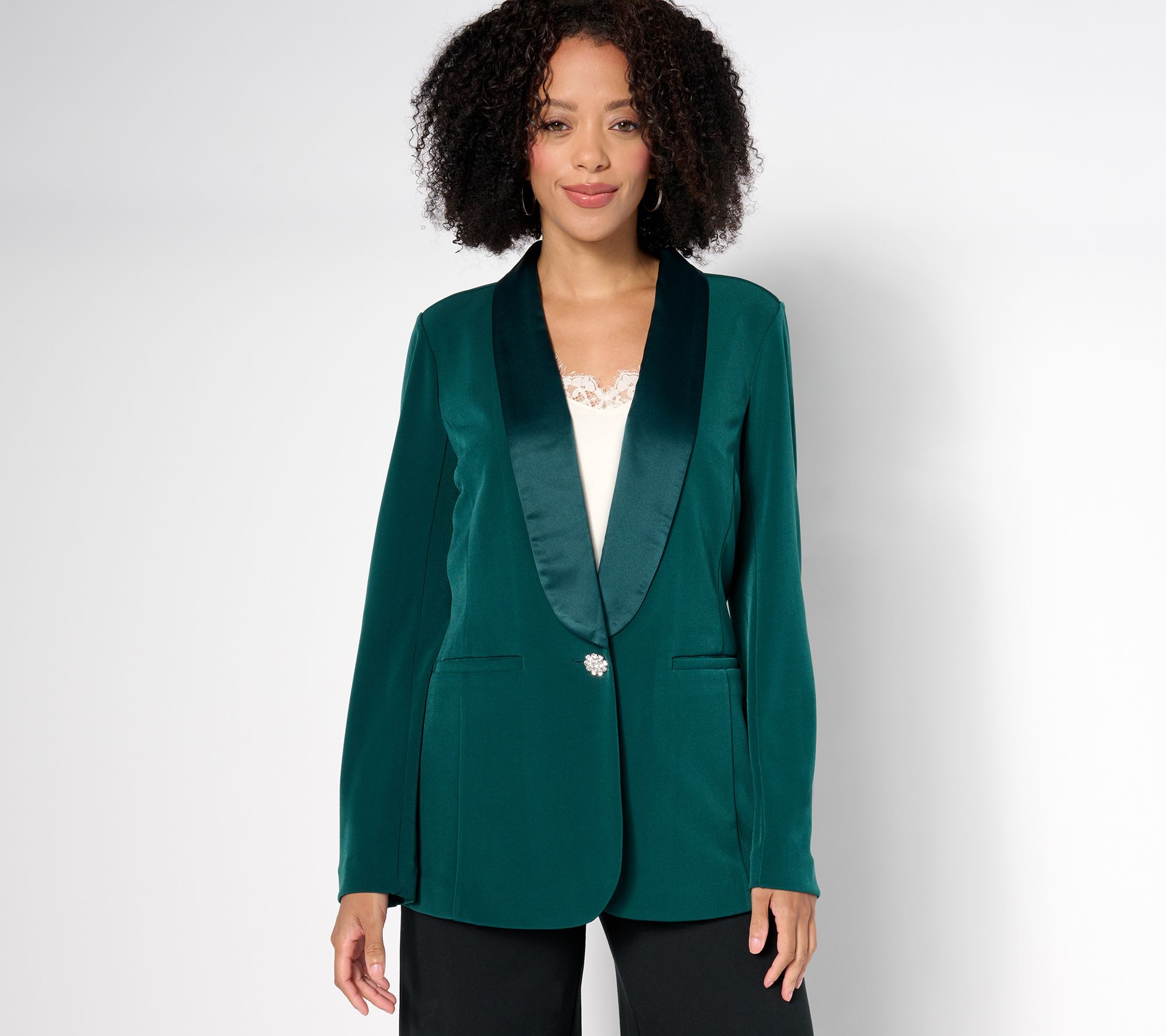 "As Is" Tailored by Susan Graver Reg LK Fusion Blazer w/Collar