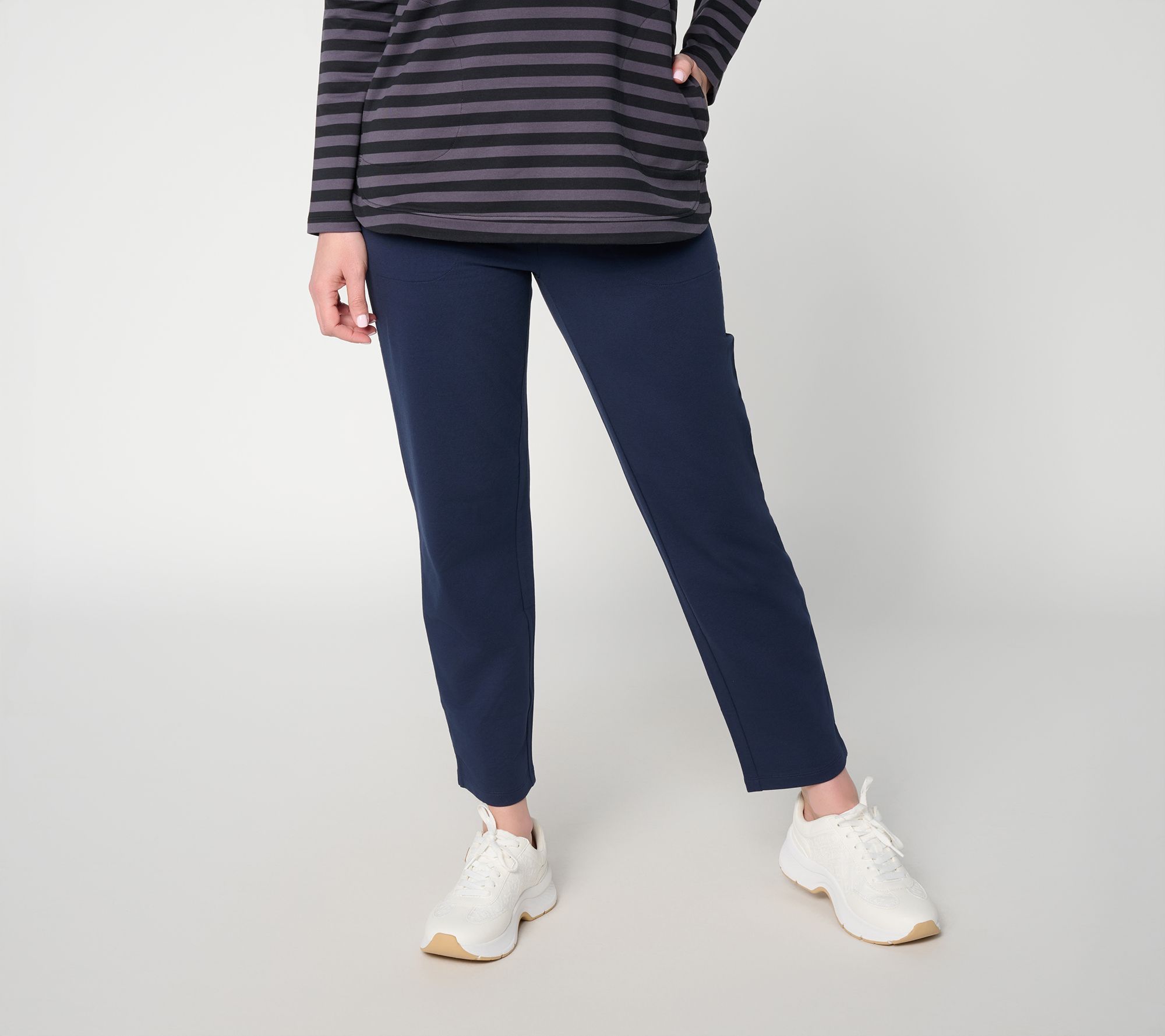 Denim & Co. Petite EasyWear French Terry Ankle Pant