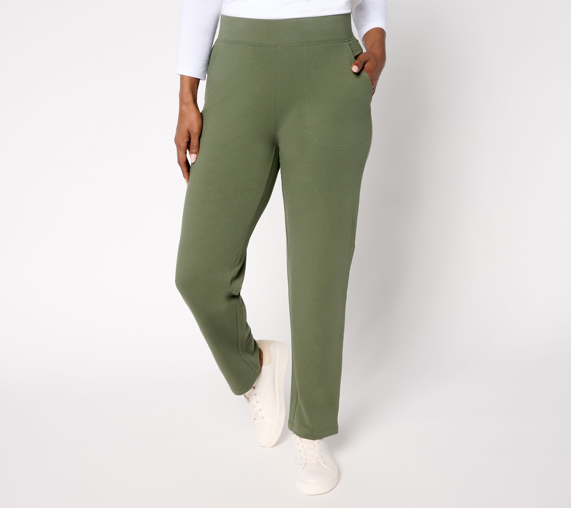 Denim & Co. Petite EasyWear French Terry Ankle Pant