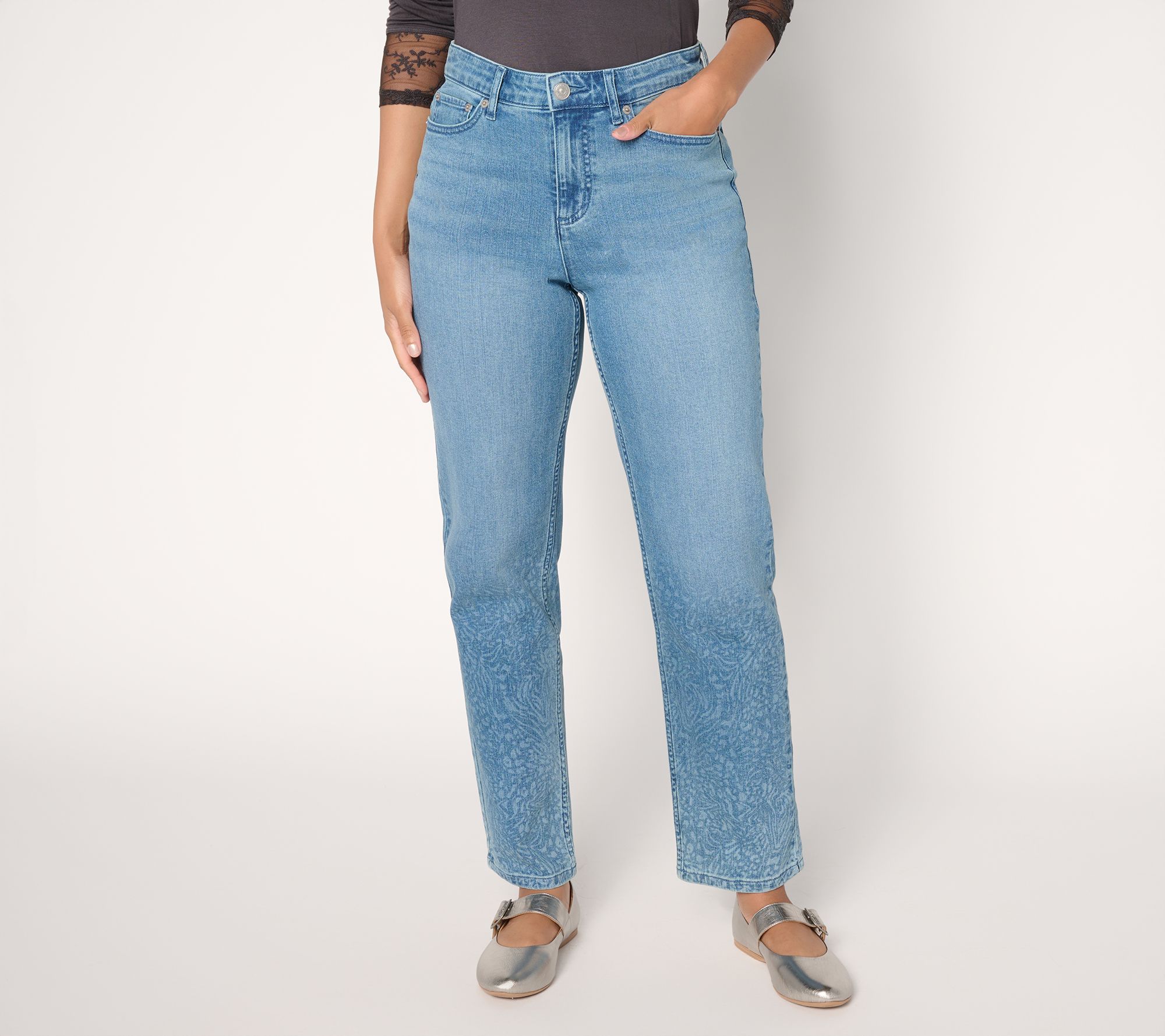 LOGO by Lori Goldstein Regular Ombre Print Ankle Jeans