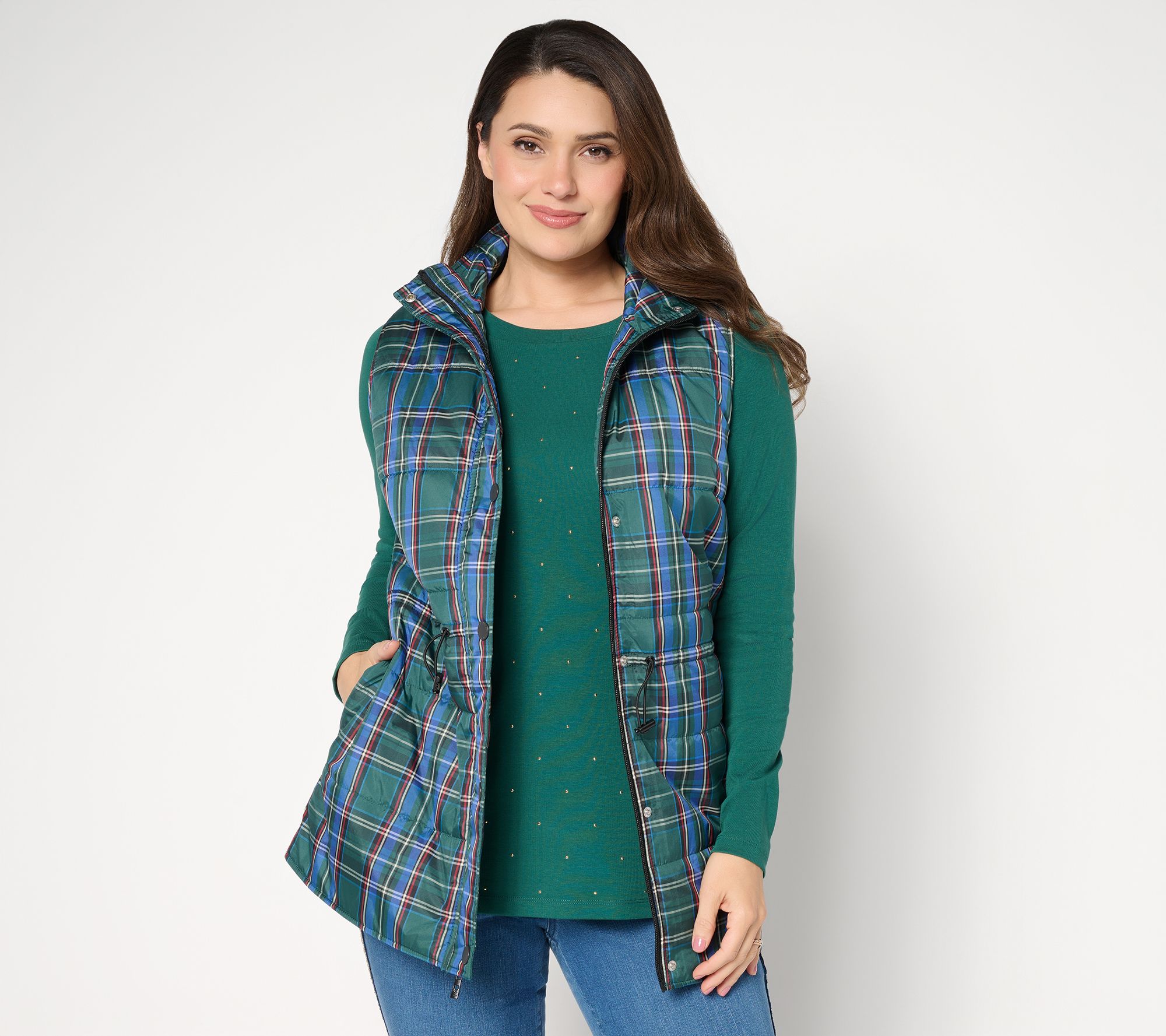 Jingle Belles by Kim Gravel Tartan Regular Cinch Waist Vest