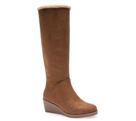 Aerosoles Suede Furlined Tall-Shaft Wedge Boots -Binocular