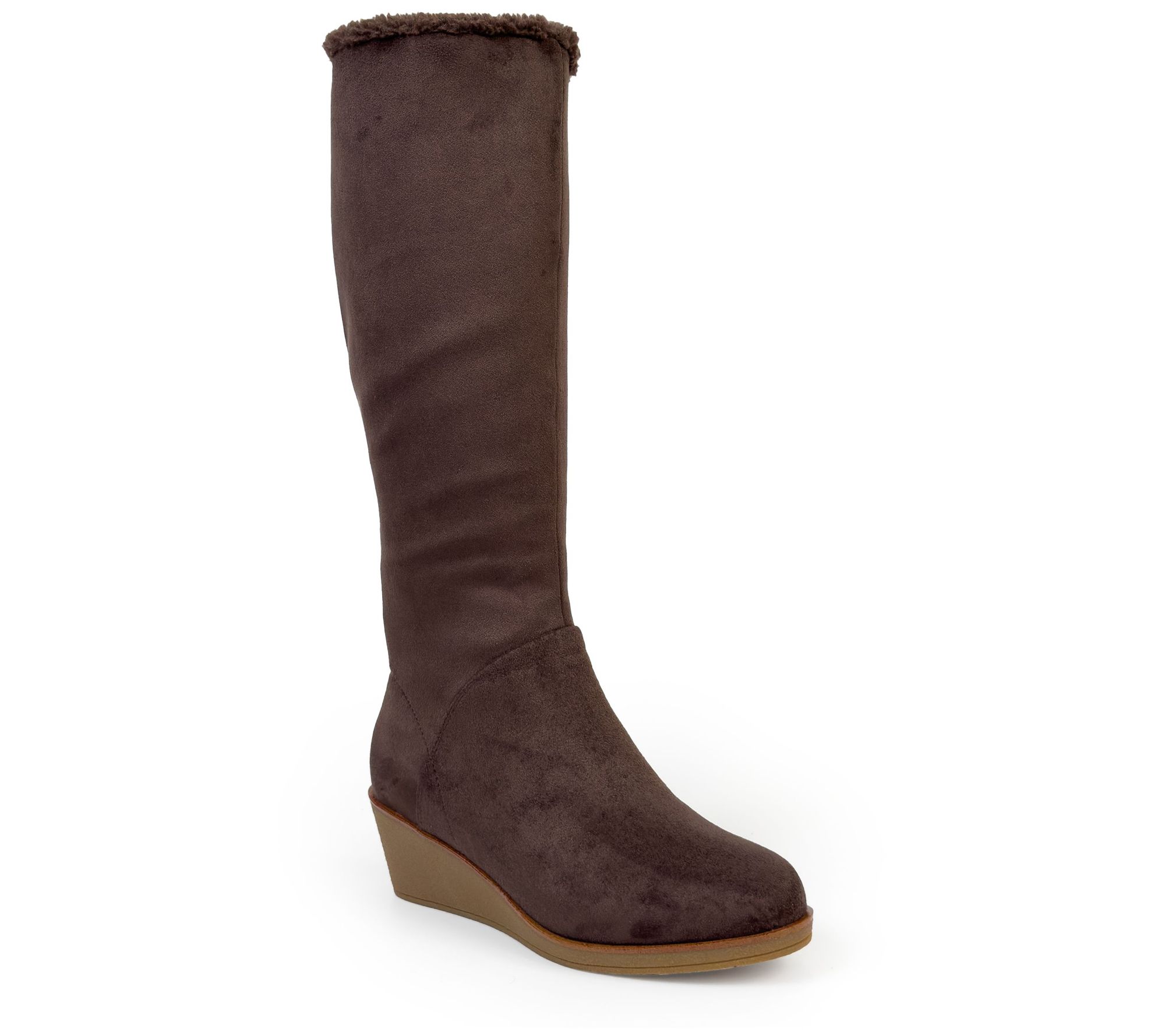 Aerosoles Suede Furlined Tall-Shaft Wedge Boots -Binocular