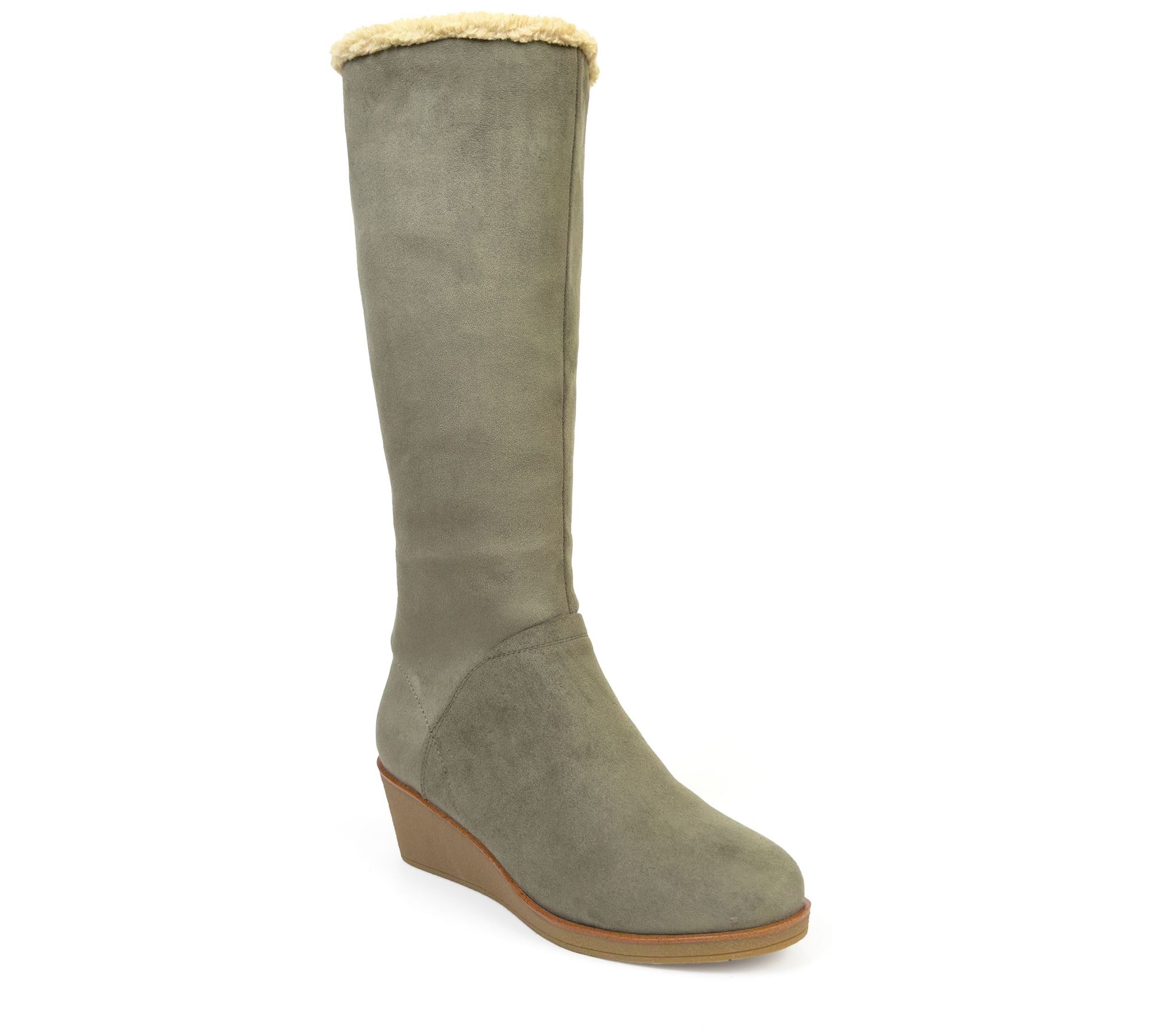 Aerosoles Suede Furlined Tall-Shaft Wedge Boots -Binocular