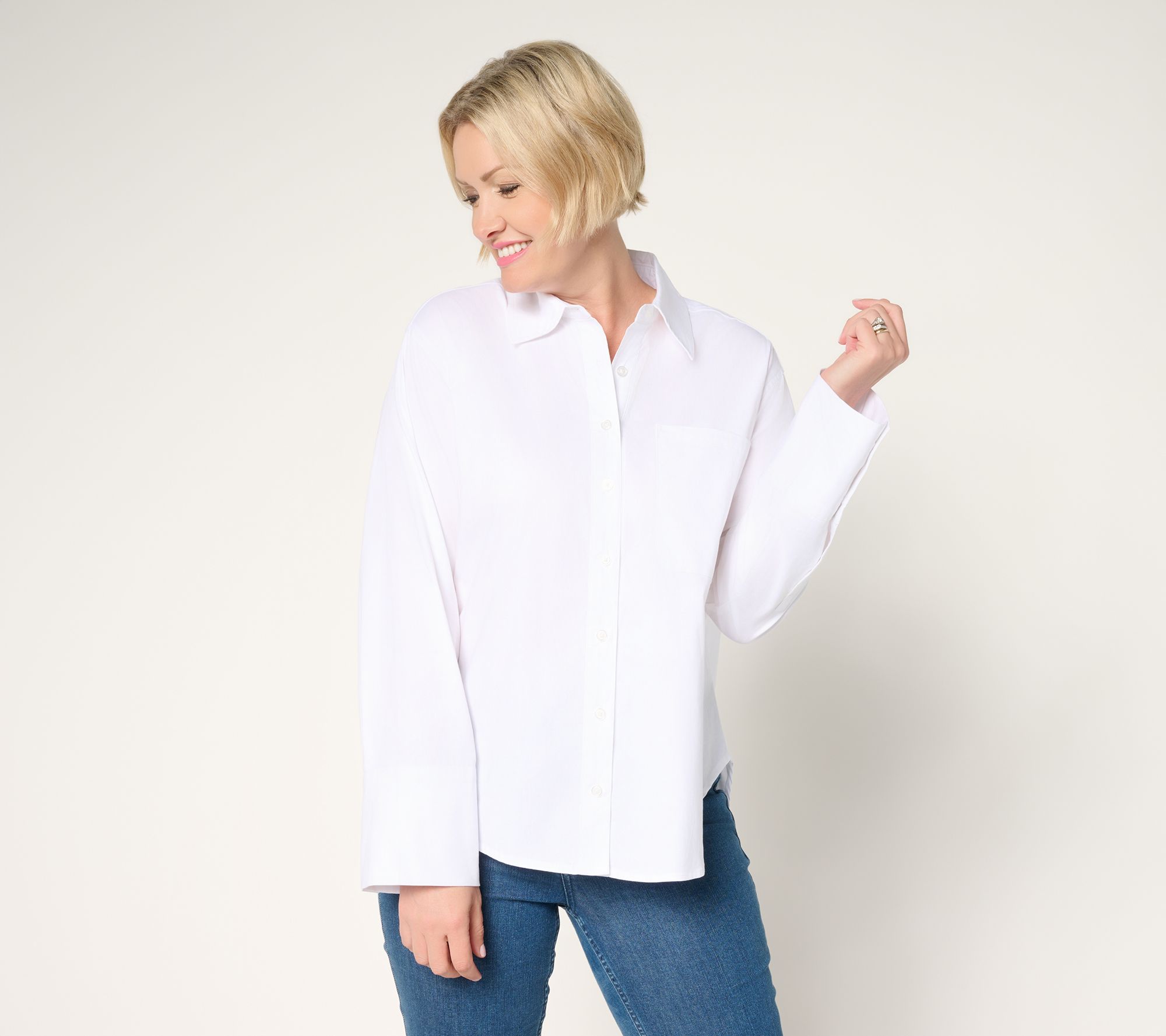 RM Studio x Rebecca Minkoff Wide Cuff Relaxed Poplin Shirt
