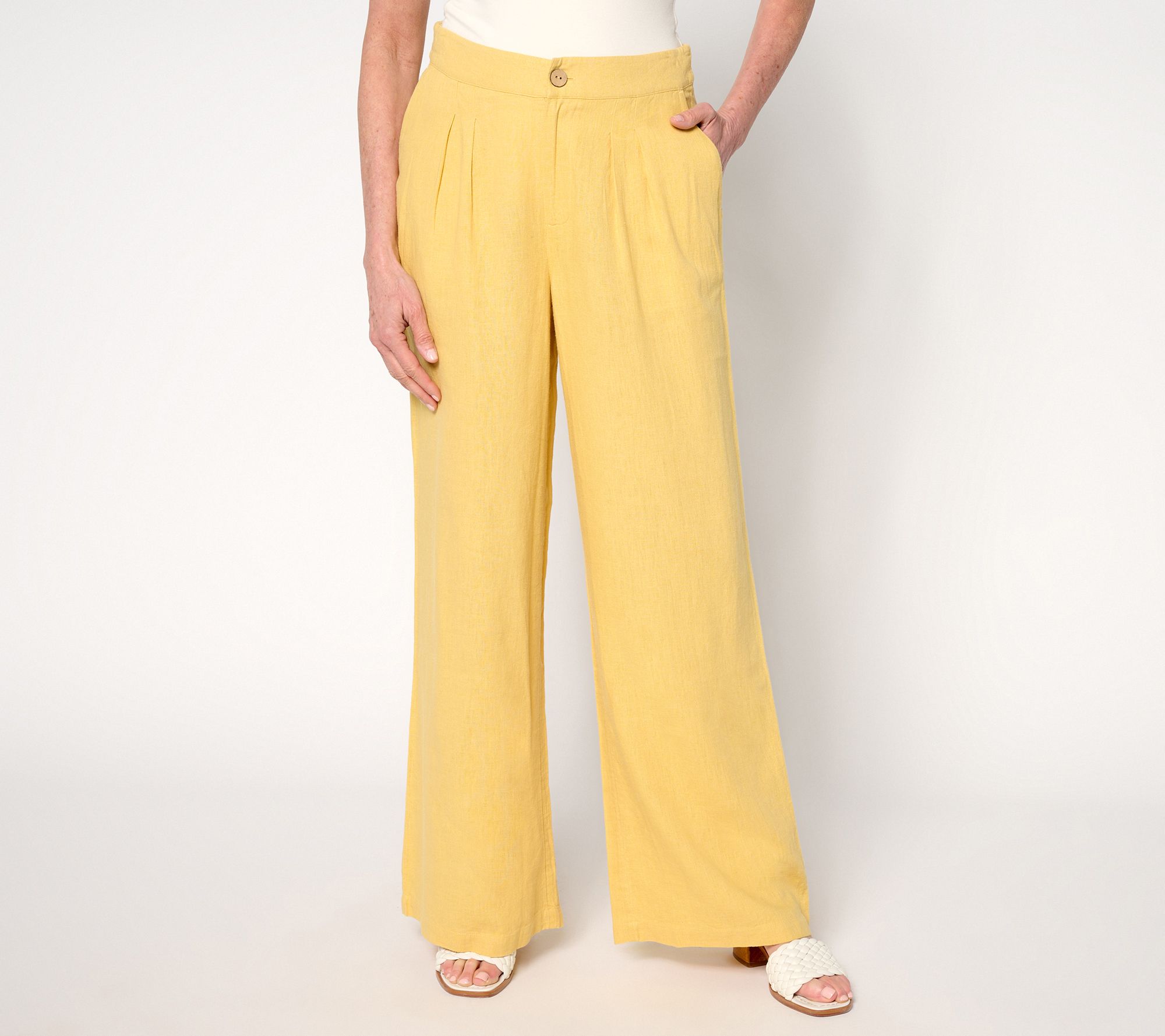 "As Is" Me by Jennie Garth Regular Luna Linen Wide Leg Pants