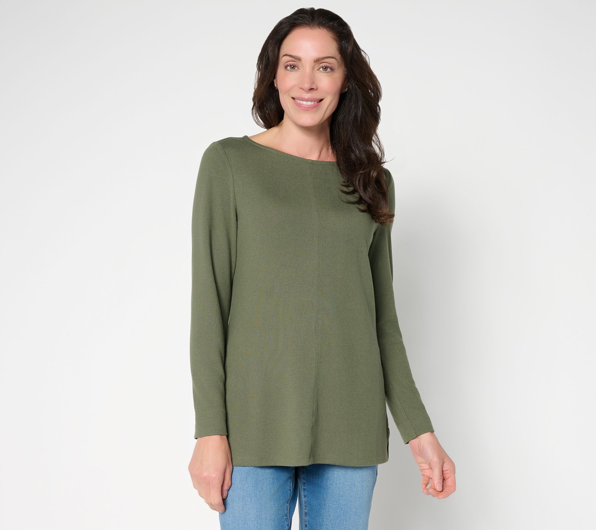 Denim & Co. Essentials Regular Heavenly Jersey Boat Neck Tunic