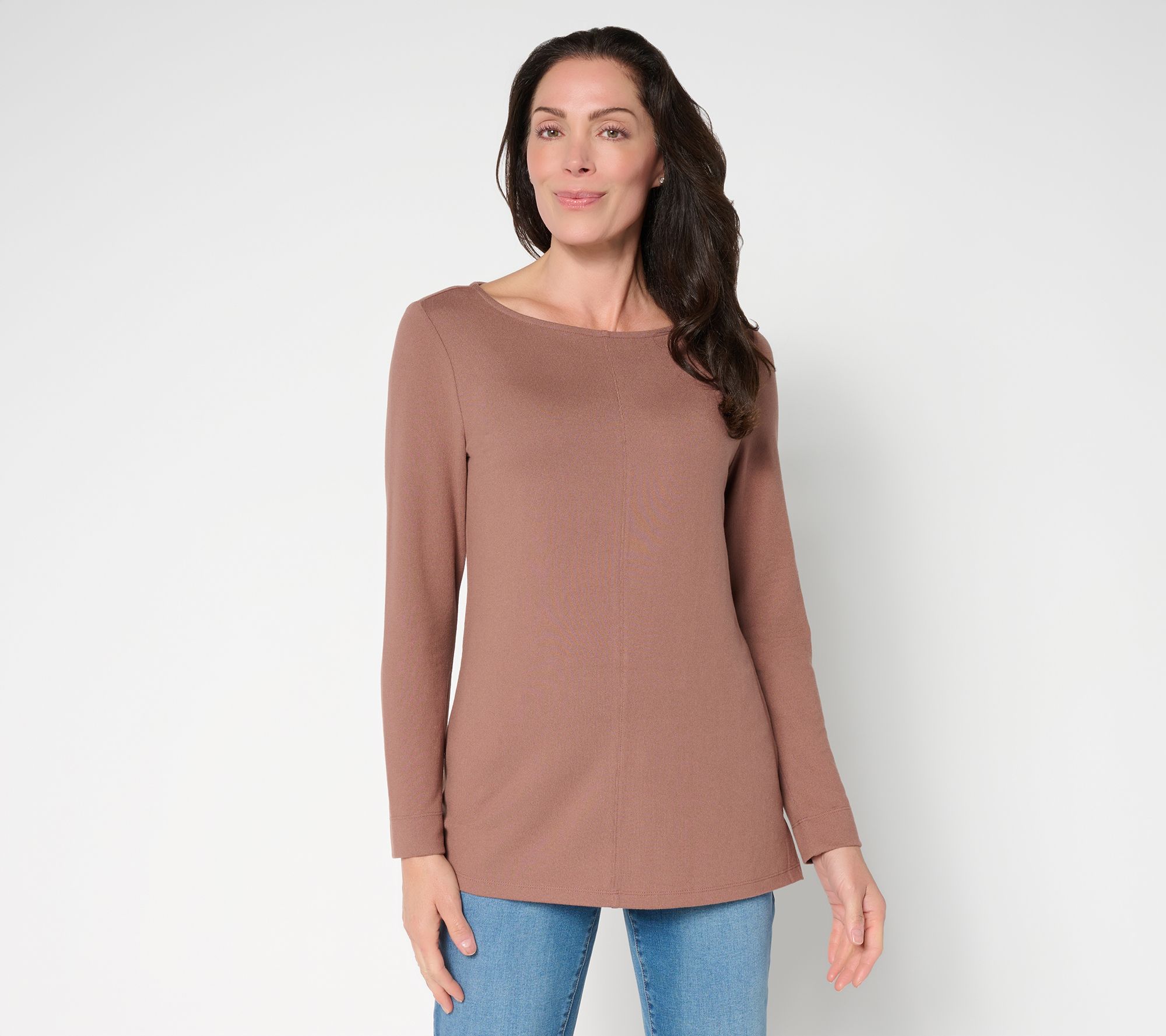 Denim & Co. Essentials Regular Heavenly Jersey Boat Neck Tunic